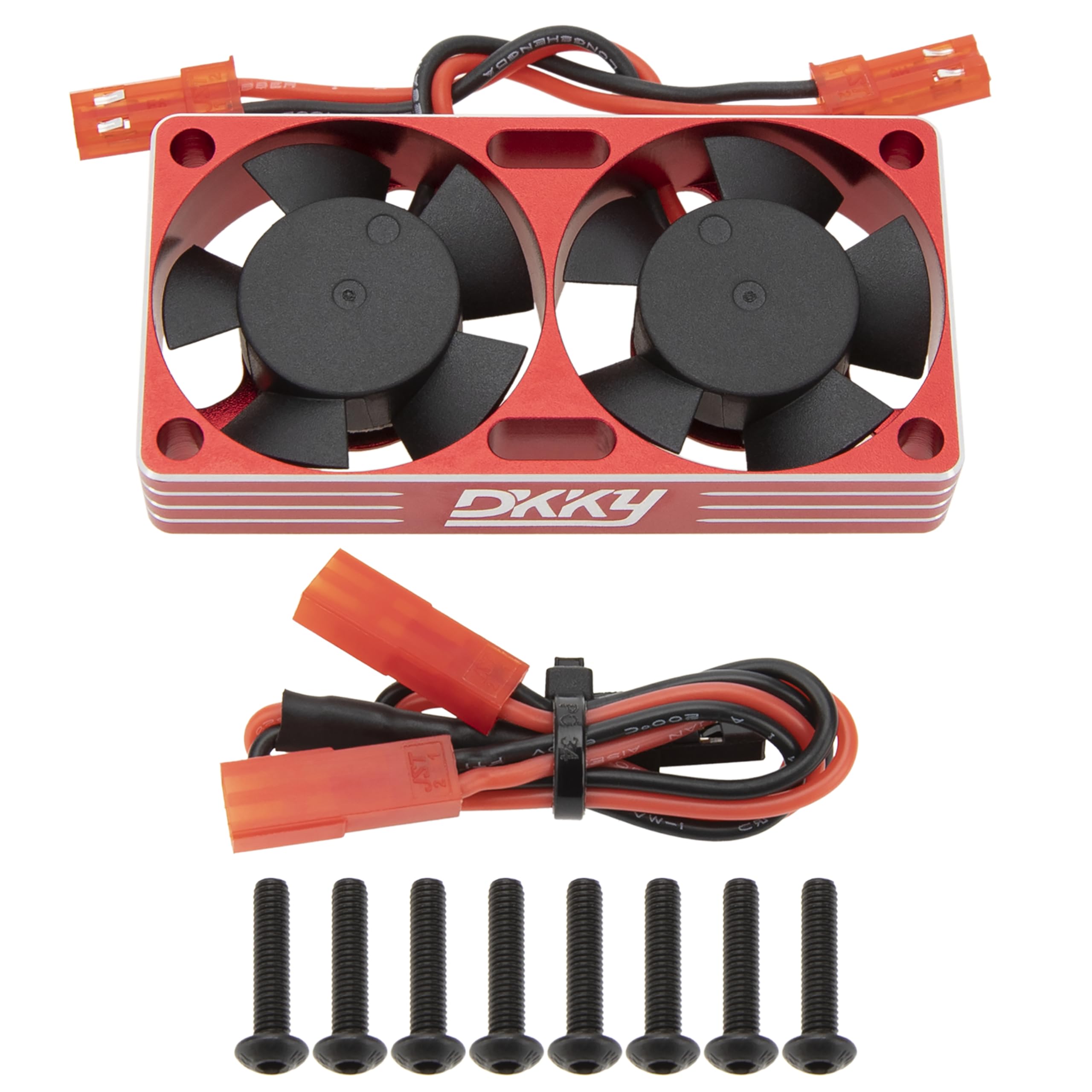 DKKY RC Motor Cooling Fan Heatsink 30mm Dual Fan for ARRMA Axial Traxxas 1/6 1/8 1/10 RC Crawler Car 3650 550 3660 4274 4068 4268 Motor (Red)