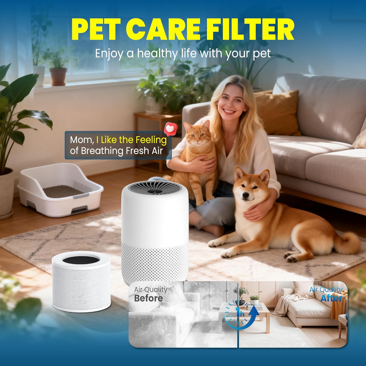 Improvedhand Core Mini Replacement Filter Compatible with LEVOIT Core mini-P Air Purifier,3-in-1 Great High-Efficiency Materials With Activated Carbon,Core Mini-RF,4 Filter & 10 Fragrance Sponge，White