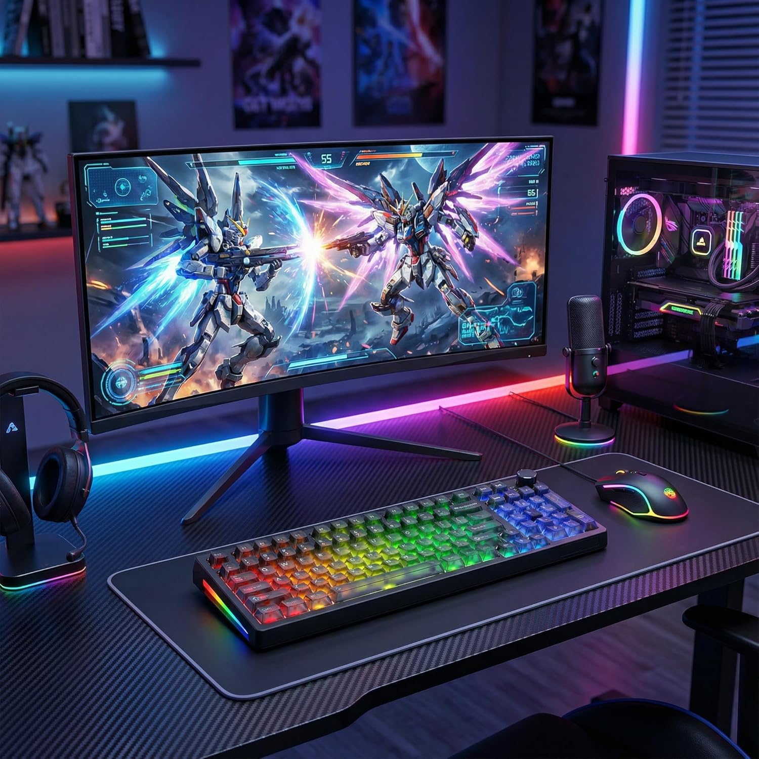 118 Black Clear Keycaps for RGB Mechanical Keyboard,5-Side Full Frosted Transparent Cherry Profile Key Caps Set (NO Slip & NO Fingerprint),Backlit Shine Through Keycaps-All Layout 60 65 75 100 Percent
