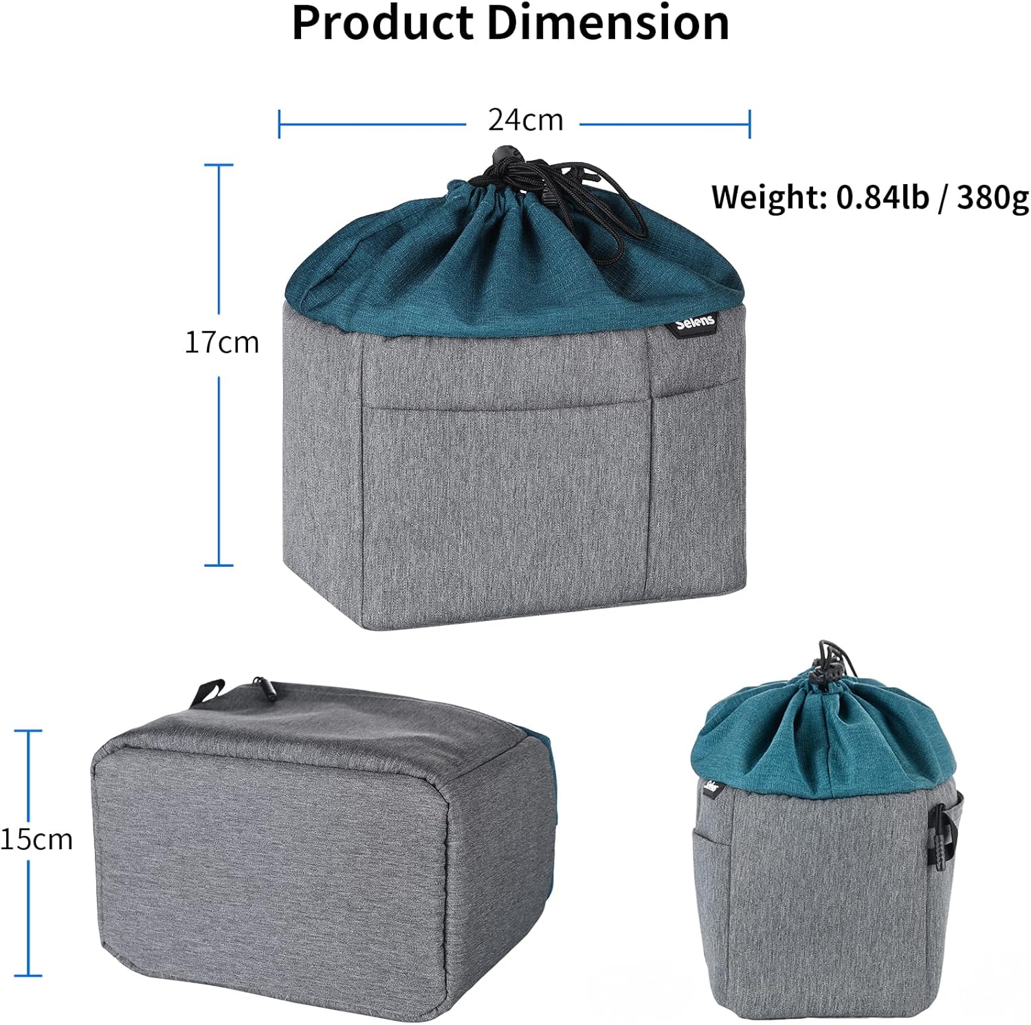 Selens Camera Bag for Backpack, Shockproof DLSR SLR Insert Case Bag, Water Resistant Protection Organizer Inner Bag for SLR DSLR Mirrorless Cameras, Lenses, Cable and Other Photography Gear, Blue-Grey - Image 6