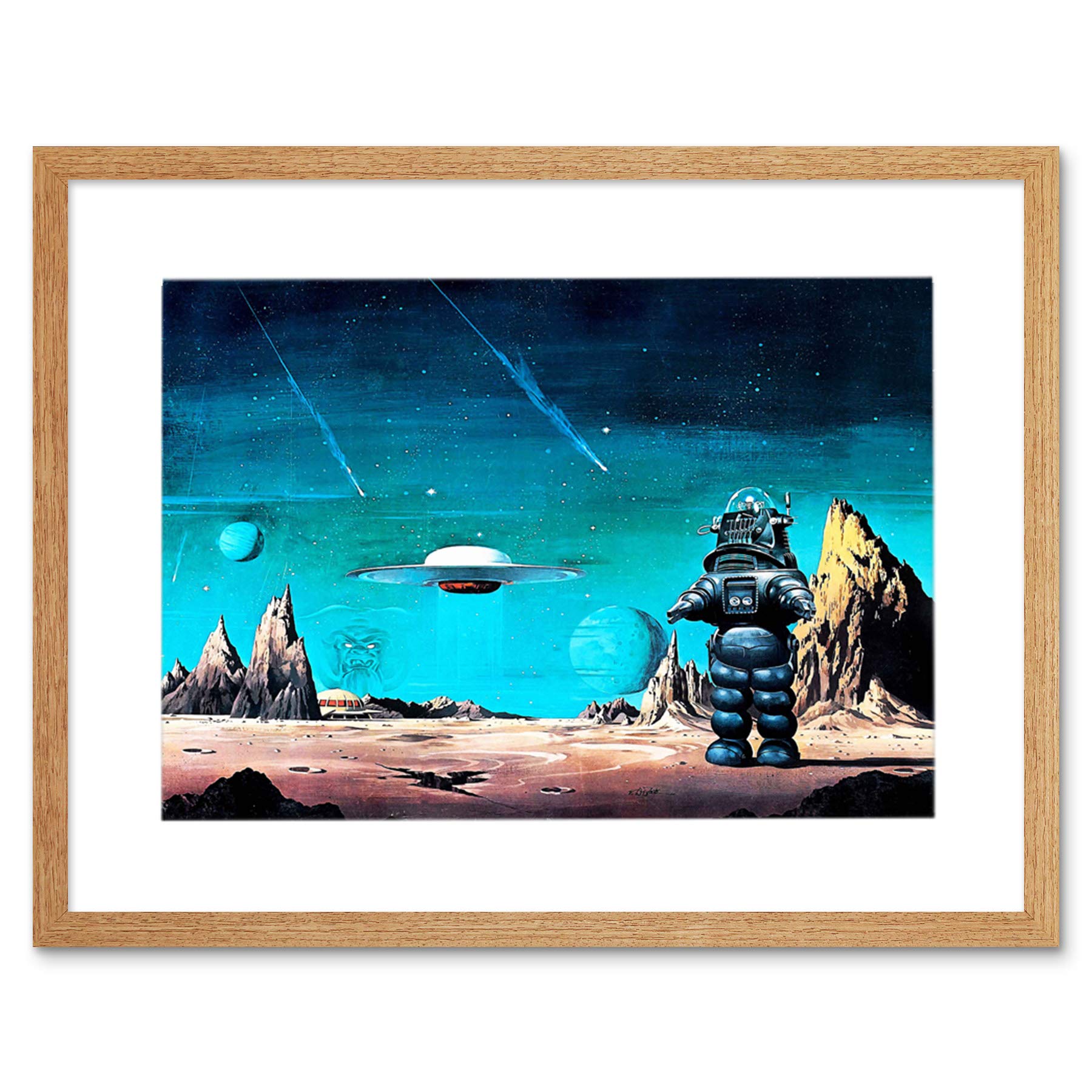 Wee Blue CooFilm Robby Robot Forbidden Planet Space Stars Frame Art Print Picture F12X551