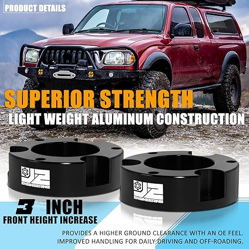 Miniatura 8 de J2 Engineering J2-LK-TY-R-004-BK Kit de bloque de elevación de nivelación trasera de 3 pulgadas con pernos en U compatible con Tundra 1999-2021