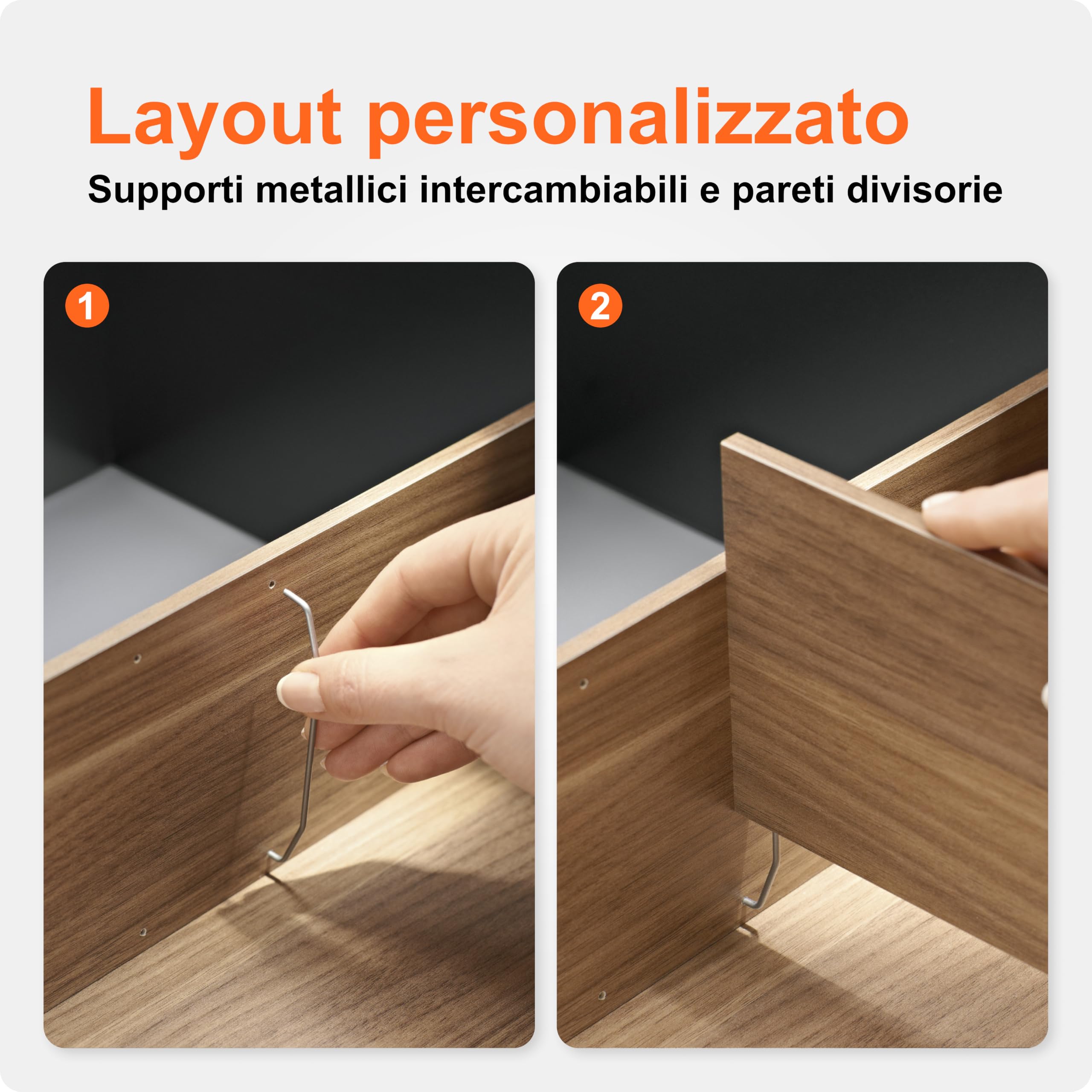 Blum AMBIA-LINE organizer cassetto in decoro legno premium | ideale cucina, bagno, armadio | uso modulare e tenuta sicura grazie ai piedini antiscivolo | 42×20×5 cm | Rovere Nebraska