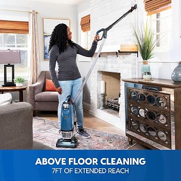 Vacmaster UB0302E Bagged Upright Vacuum Lightweight Cleaner 2-Motor Power Suction with HEPA Filtration, LED Headlight for Pet Hair, Carpet and Hardwood Floor, Blue