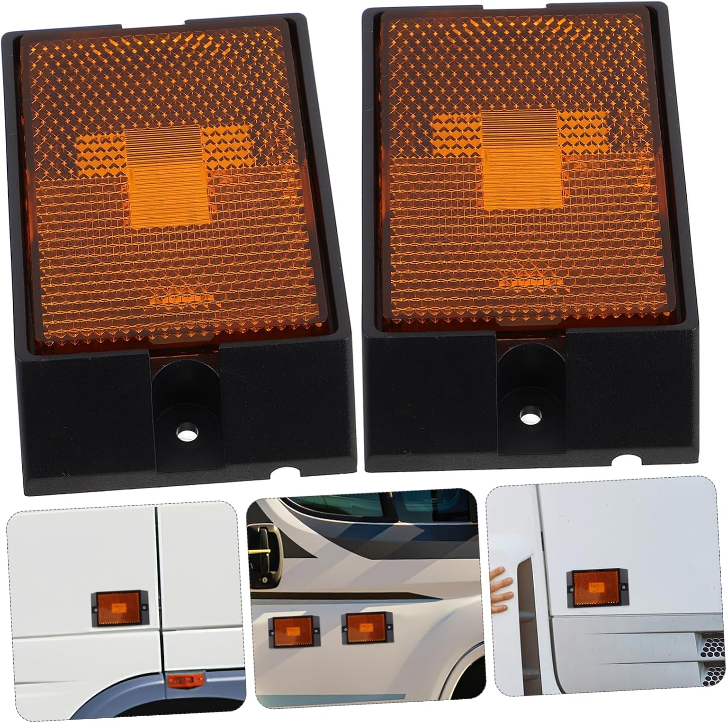 PRETYZOOM LED Side Marker Lights for Trucks Amber Color 2-Piece Set Waterproof Signal Lamp for Trailers RVs and Campers 12V Multi-Functional Indicator Light