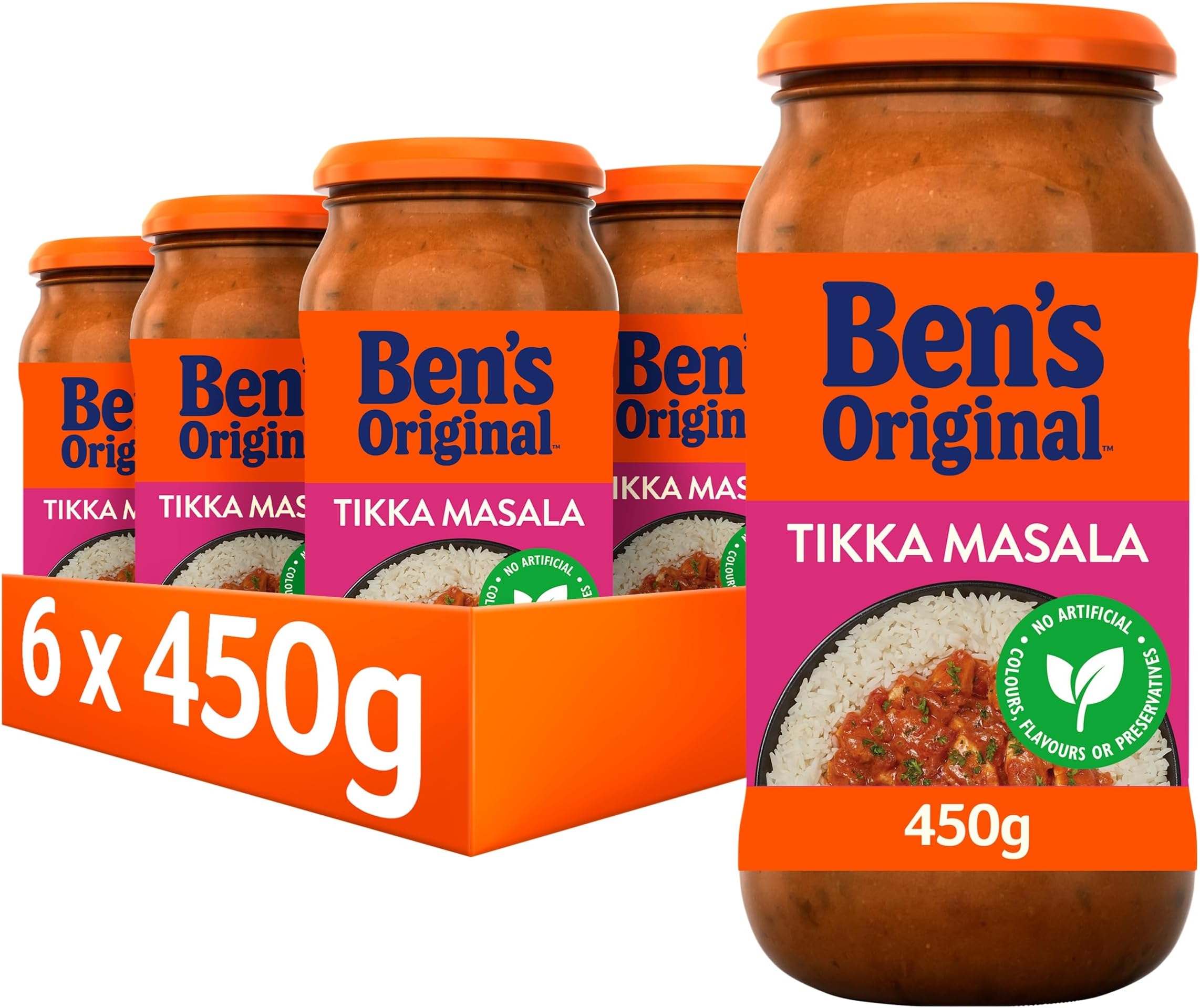 Ben's Original Tikka Masala Indian Curry Cooking Sauce Jar, Bulk Multipack 6 x 450g