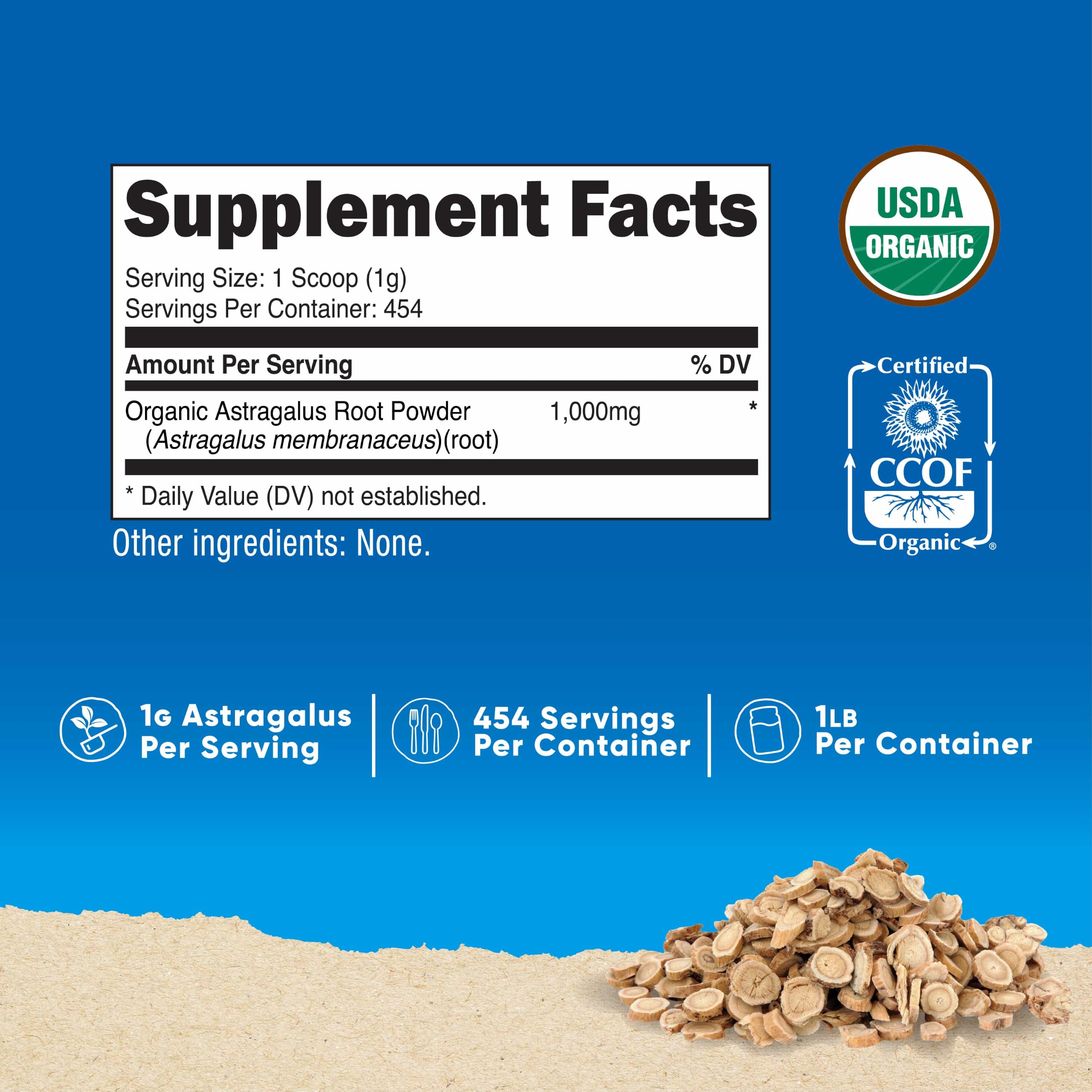 Nutricost Organic Astragalus Root Powder 1LB, Vegetarian, Gluten-Free — Amazon image 2