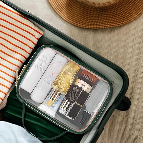 Miniatura 7 de Wedama Bolsa de aseo aprobada por la TSA, paquete de 4 bolsas de maquillaje transparentes con asas, bolsas de aseo transparentes de tamaño de cuarto