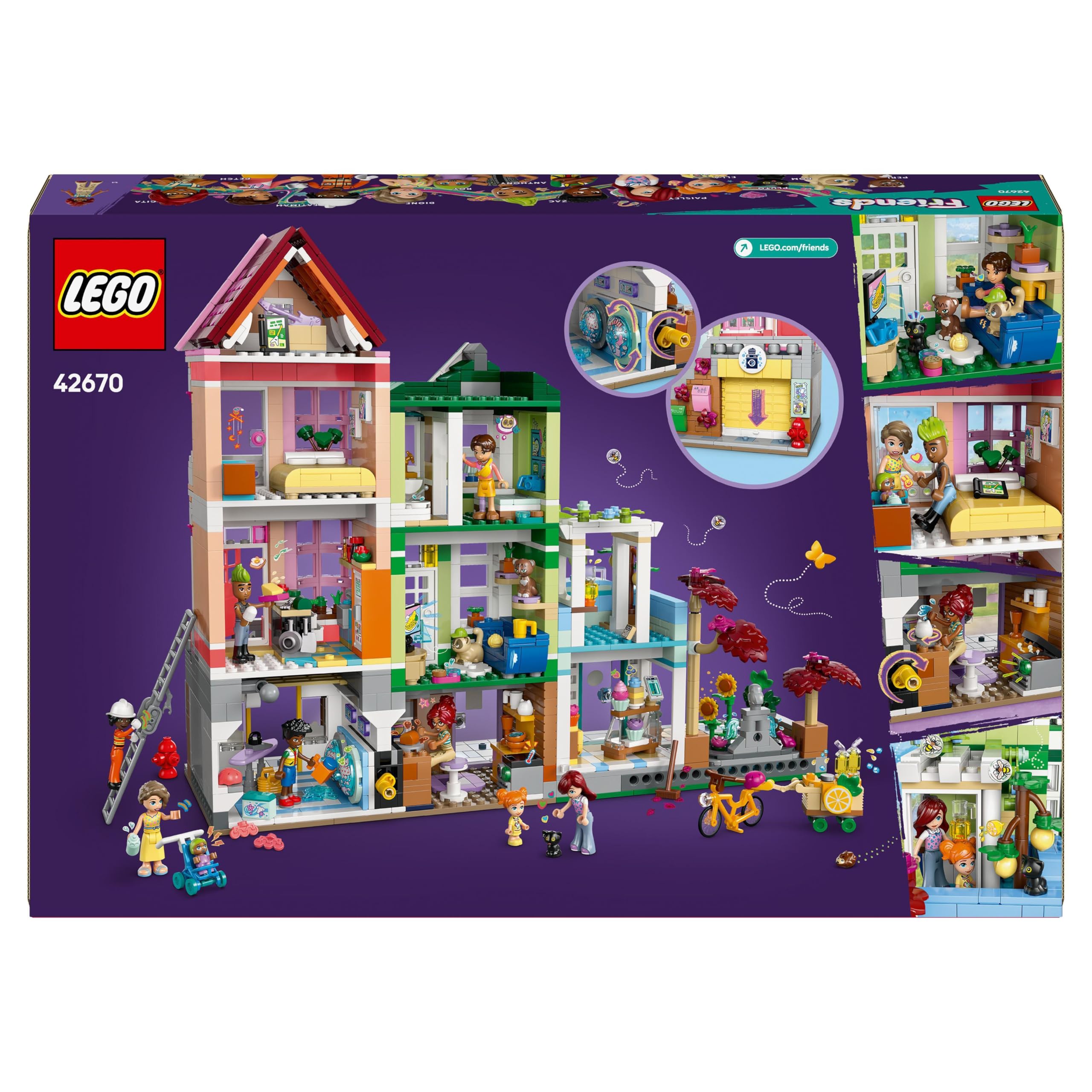 LEGO Friends Mieszkania i sklepy w mieście Heartlake 42670 | Miejska scenka, rozbudowany zestaw kreatywny, prezent dla nastolatka 12+, 2040 elementów