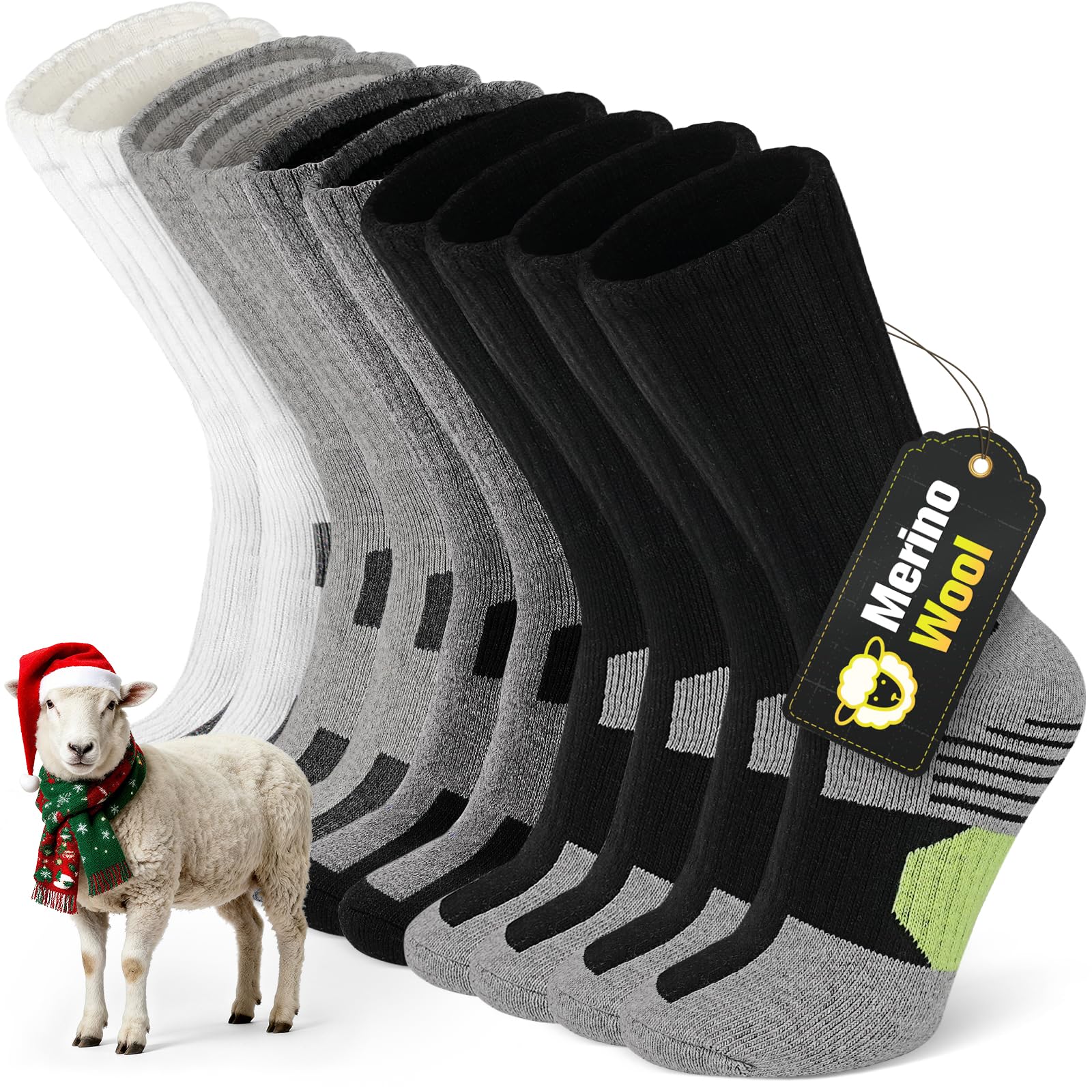 Merino Wool Socks for Men - Cosy Warm Thermal Socks Thick Cushion Winter Socks, Crew Sports Sock for Outdoor Work Walking Hiking Running Skiing UK Size 6-12