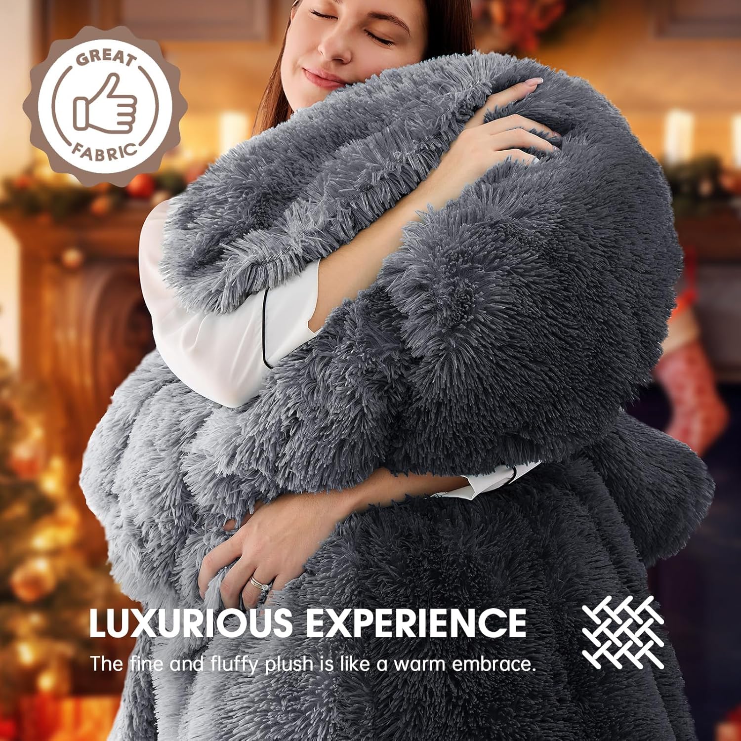 Heated Electric Blanket Throw–Faux Fur with Soft Thick Sherpa,Warm Winter Birthday Gifts for Women Grandma，10 Heat Settings,5 Time Settings with Fast Heating, 50x60, Midnight Black - Image 4