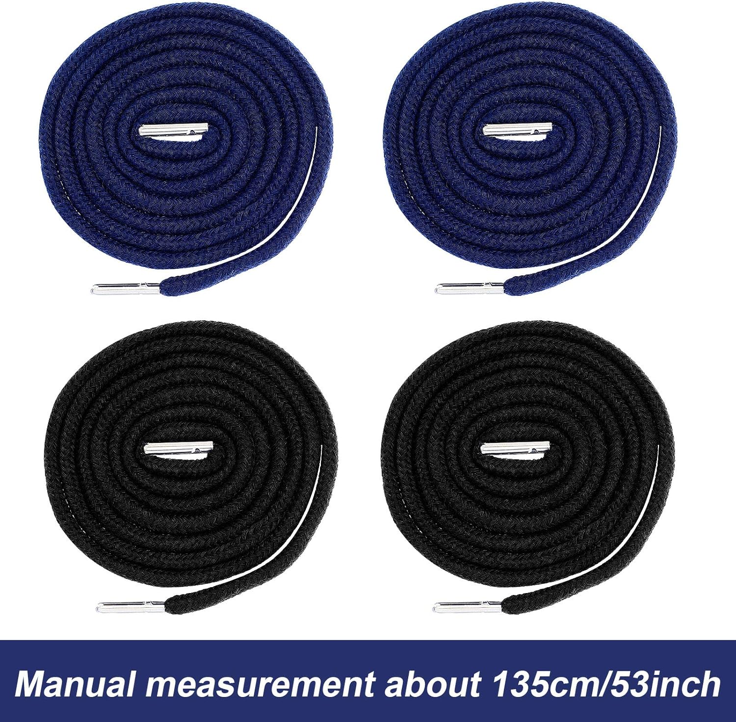 Drawstring Cords Replacement Drawstrings with Easy Threader for Sweatpants Shorts Pants Jackets Coats (Black, Navy Blue)