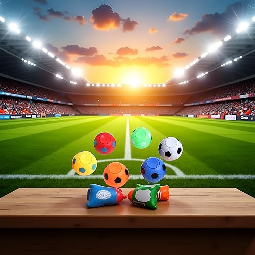Miniatura 3 de Balón de fútbol de color aleatorio, 6 unidades - Pelotas de fútbol giratorias de mano, juguetes de fútbol para aliviar el estrés, pelotas de fútbol