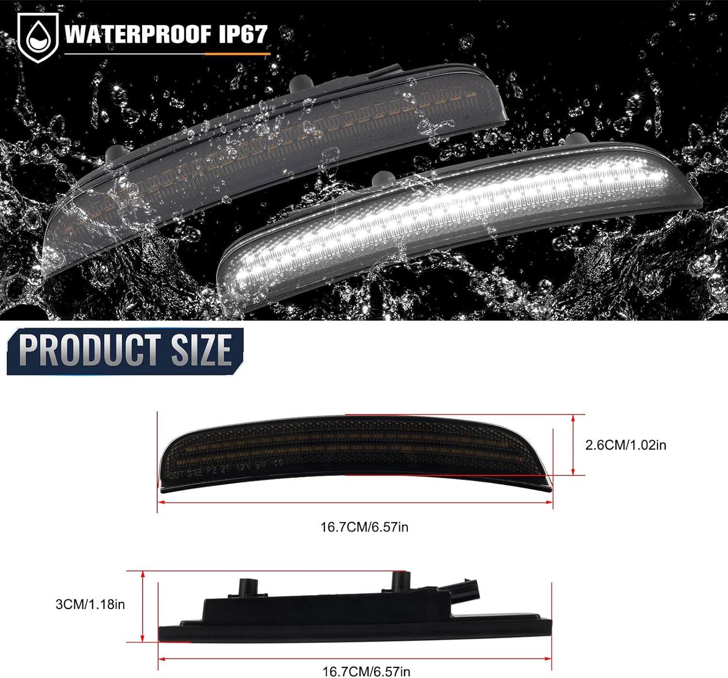 POPMOTORZ White LED Side Marker Lights Assembly Compatible With 2015 2016 2017 2018 2019 2020 2021 2022 2023 Dodge Charger Front Fender LED Bumper Side Marker Lights Lamps Smoked Lens 2PCS