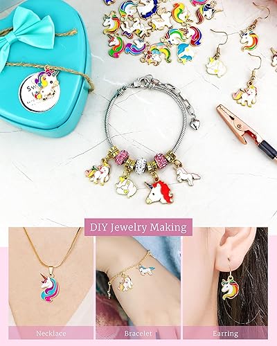 Miniatura 4 de 32 dijes de unicornio esmaltados chapados en oro, accesorios surtidos de unicornio para hacer joyas, collares, pulseras, aretes, accesorios de