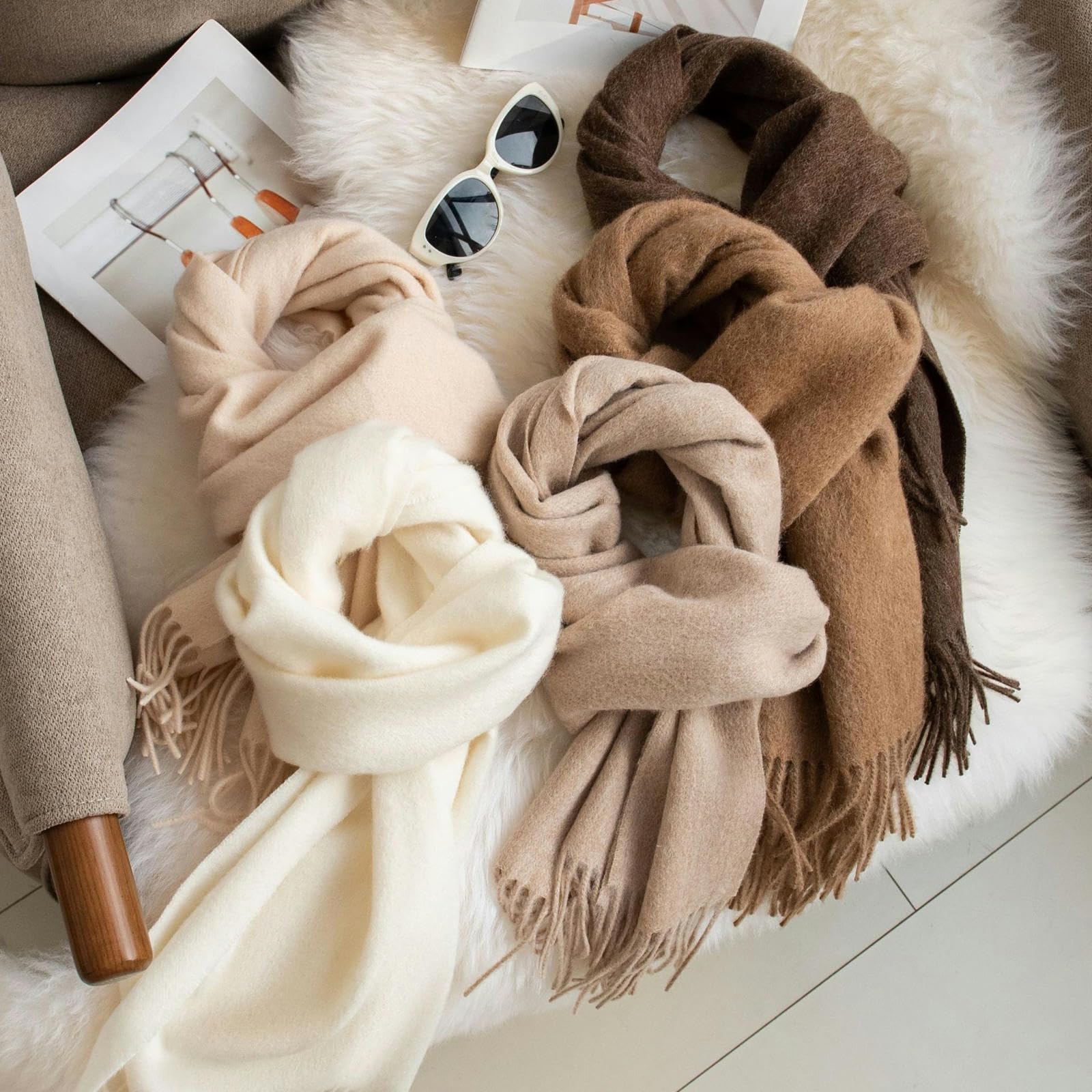 Sciarpa Donna Sciarpa di Lana Unisex per Autunno E Inverno - Avvolgimento E Scialle con Collo Caldo E Caldo, Semplice Eleganza per Uomini E Donne-marrone-180 * 30 Cm