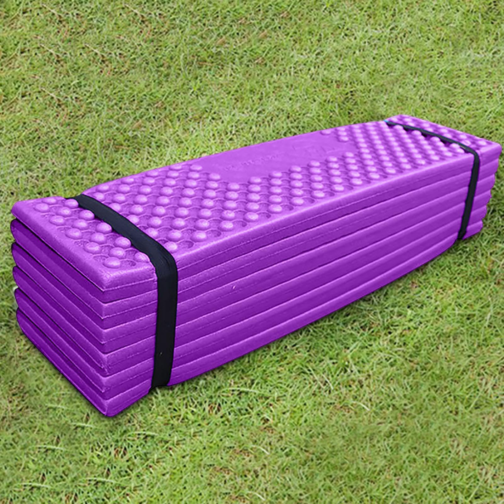 Colchoneta de espuma para camping, ultraligera, para camping, color naranja y morado, asiento de espuma para picnic, senderismo, trekking, montañismo, 74,8 x 22,44 x 0,78