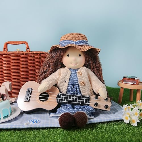 Miniatura 3 de Muñeca Waldorf hecha a mano, Basia de 12 pulgadas, muñeca de trapo suave con bonito peluche, ideal para bebés y niños pequeños