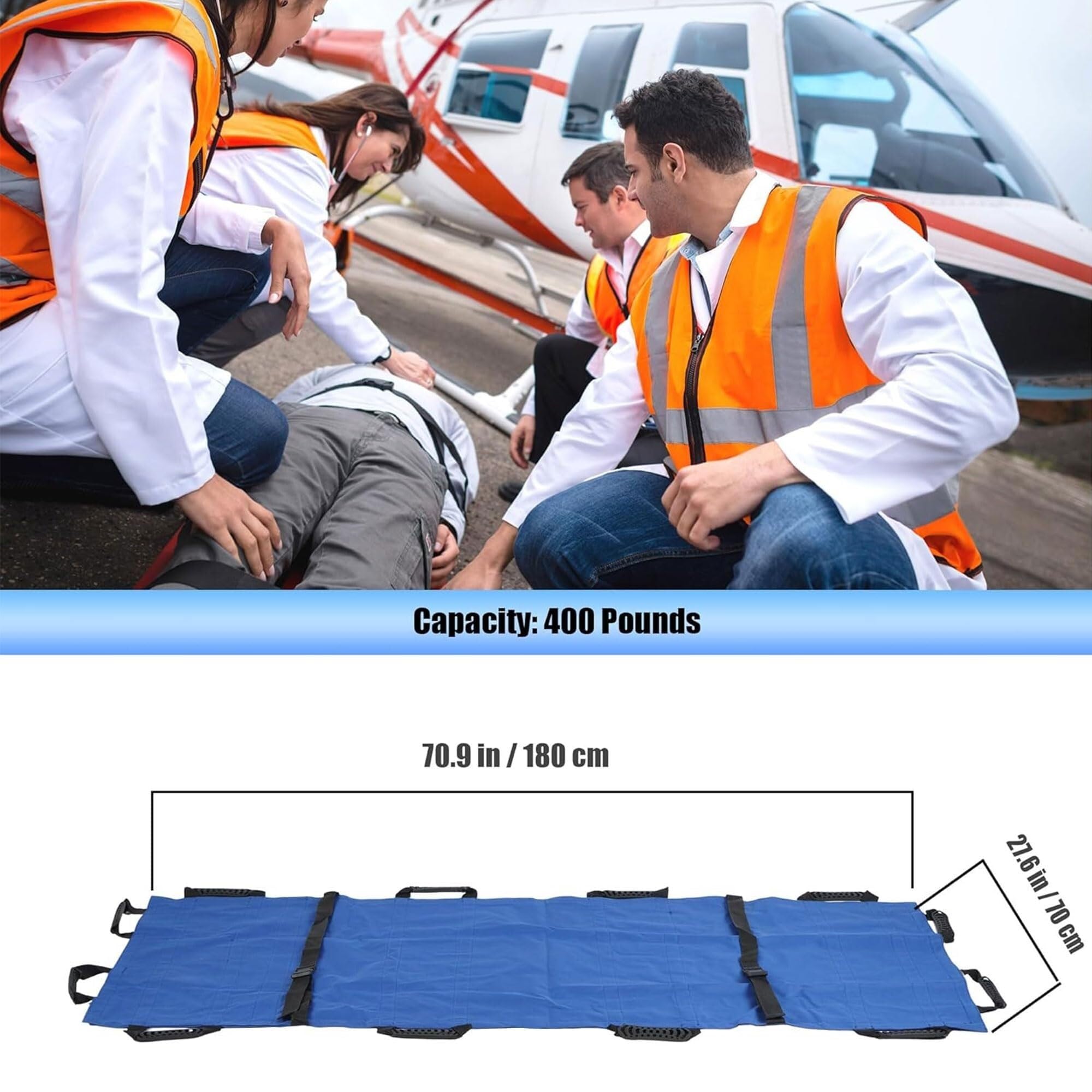 Civière Portable for Grands Chiens | 12 poignées renforcées | Réutilisable et Lavable | Aide au Transport d'urgence | Pliable et Format Voyage