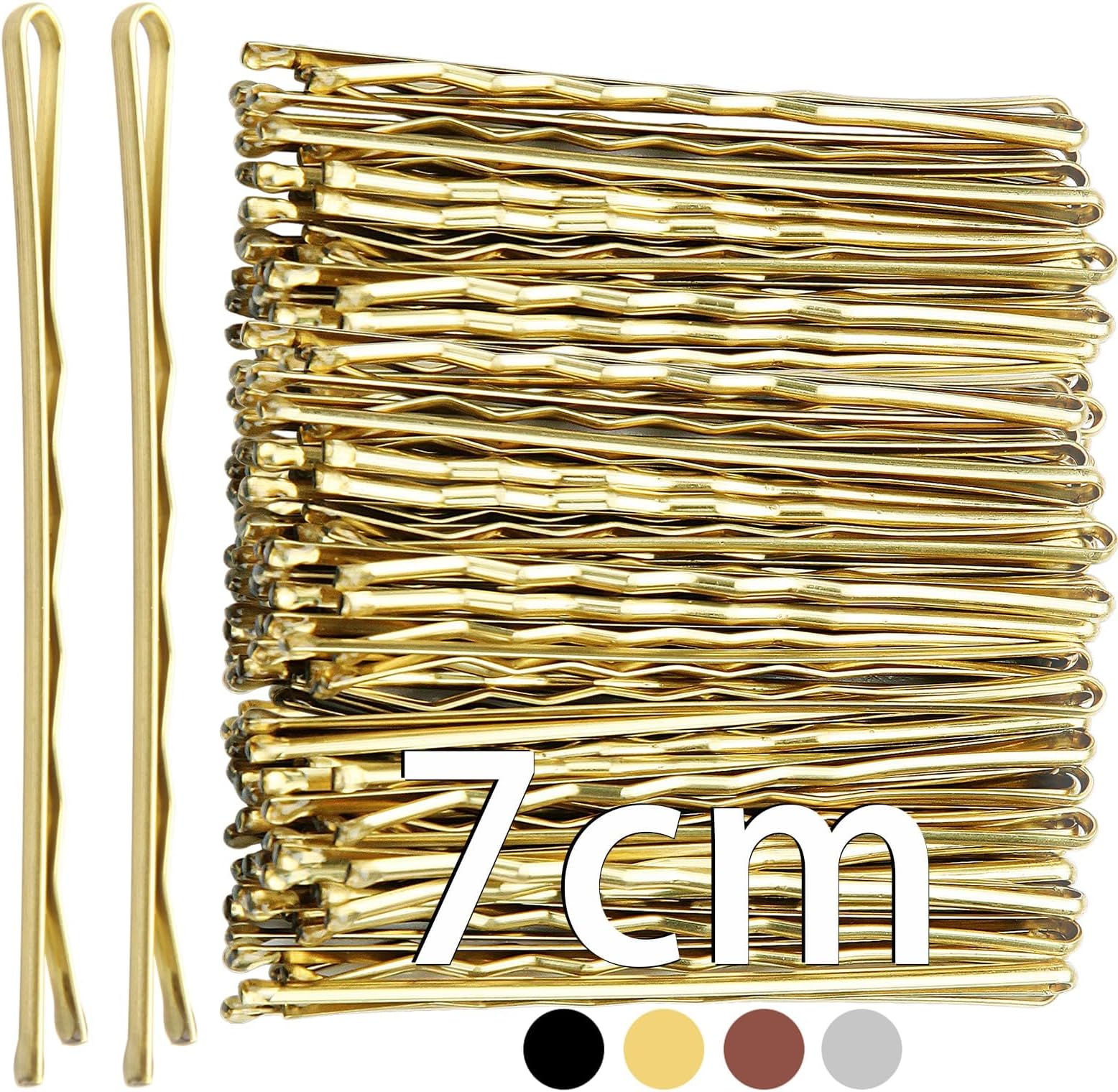 7cm Hair Grips - 50pcs Blonde Hair Pins, Bobby Pins Waved, Long Kirby Grips - Essential Hair Accessories for Women & Girls, Ideal for All Types of Hair, Gold, 1