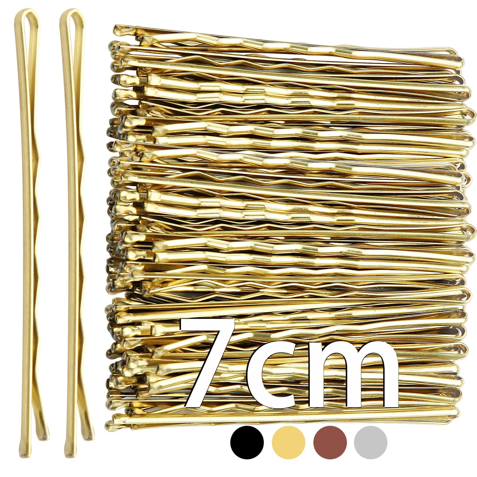 7cm Hair Grips - 50pcs Blonde Hair Pins, Bobby Pins Waved, Long Kirby Grips - Essential Hair Accessories for Women & Girls, Ideal for All Types of Hair, Gold, 1