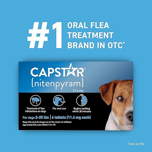 Miniatura 3 de Capstar (Nitenpyram) Tratamiento oral de pulgas de acción rápida para perros de 2 a 25 libras, tabletas de medicamentos recomendadas por