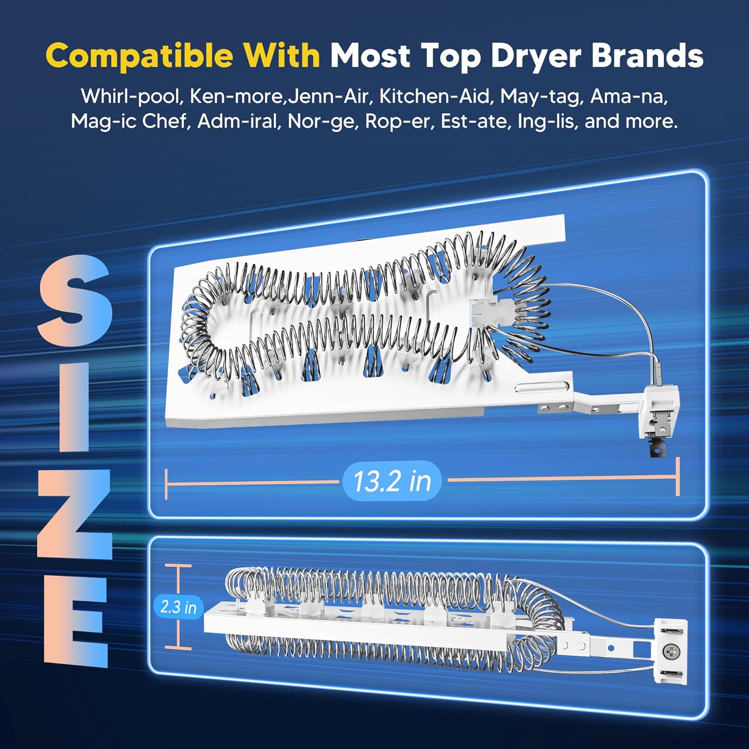 UPGRADE 3387747 WP3387747 Dryer Heating Element Replacement for Whirlpool Cabrio Kenmore He2 Kenmore Elite He3 Maytag Dryers GEW9250PW0 GEQ9800PW1, Replaces WD05X30818 GEQ9800PW2 GEQ9800PW1 MEDB835DW4