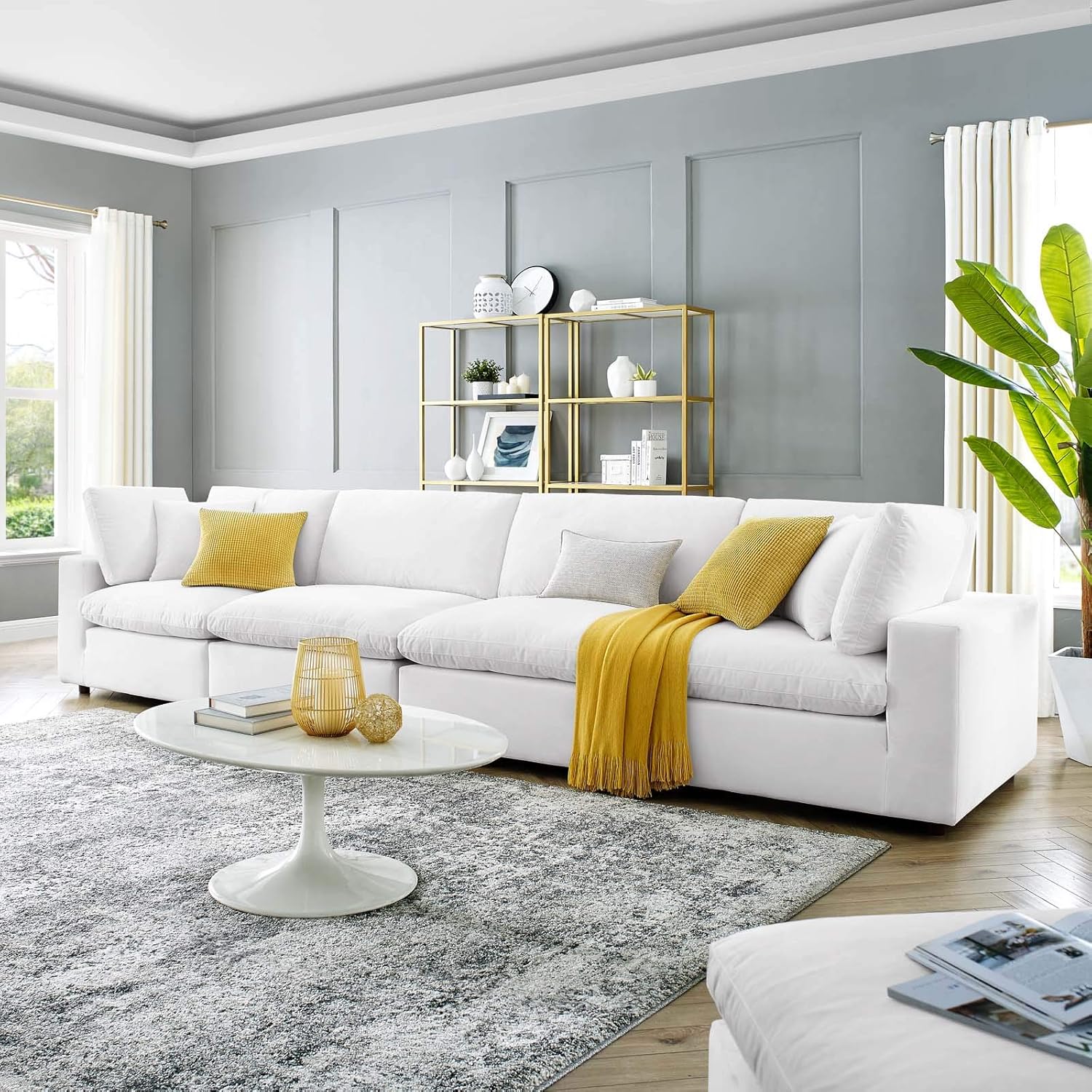 Modway Commix Down-Filled Overstuffed Performance Velvet 4-Seater Sofa