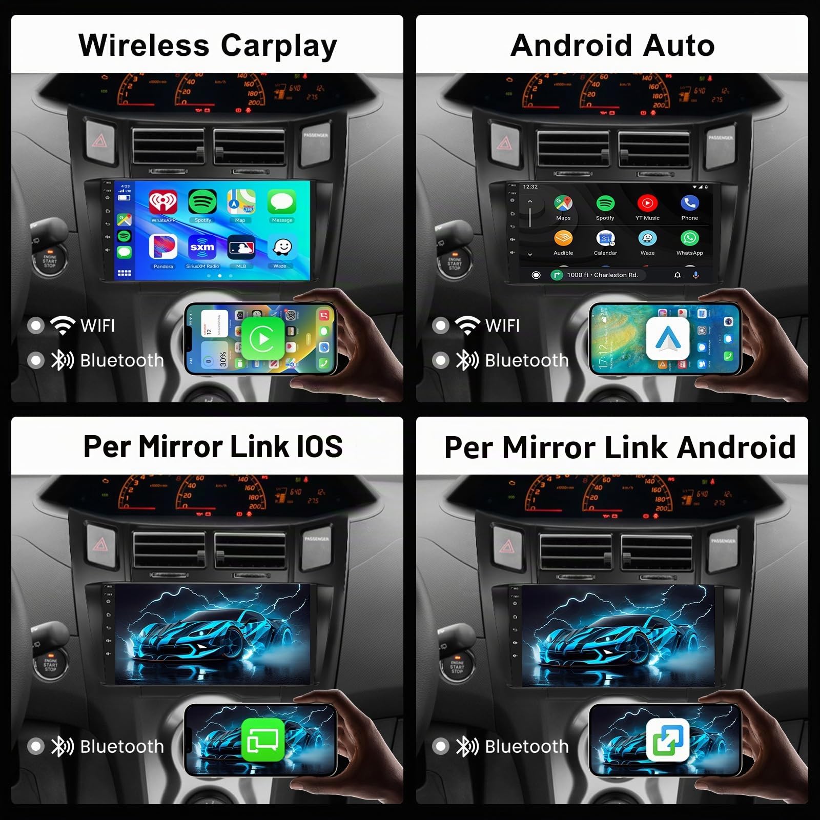 Hodozzy 2GB 64GB Android Autoradio per Toyota Yaris/Vizi 2005-2011 Radio con Wireless Carplay Android Auto, 9 Pollici Touch Screen Auto Stereo GPS Navigatore, Bluetooth, WiFi, FM RDS Radio, BT/DSP