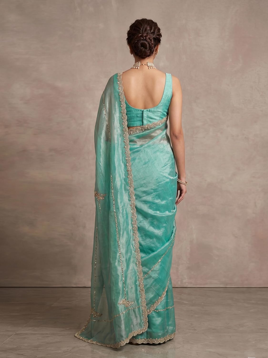 TRENDMALLS Women's Art Silk Beads Embroidery With Sequence Work Saree with Unstitch Blouse Piece For Women