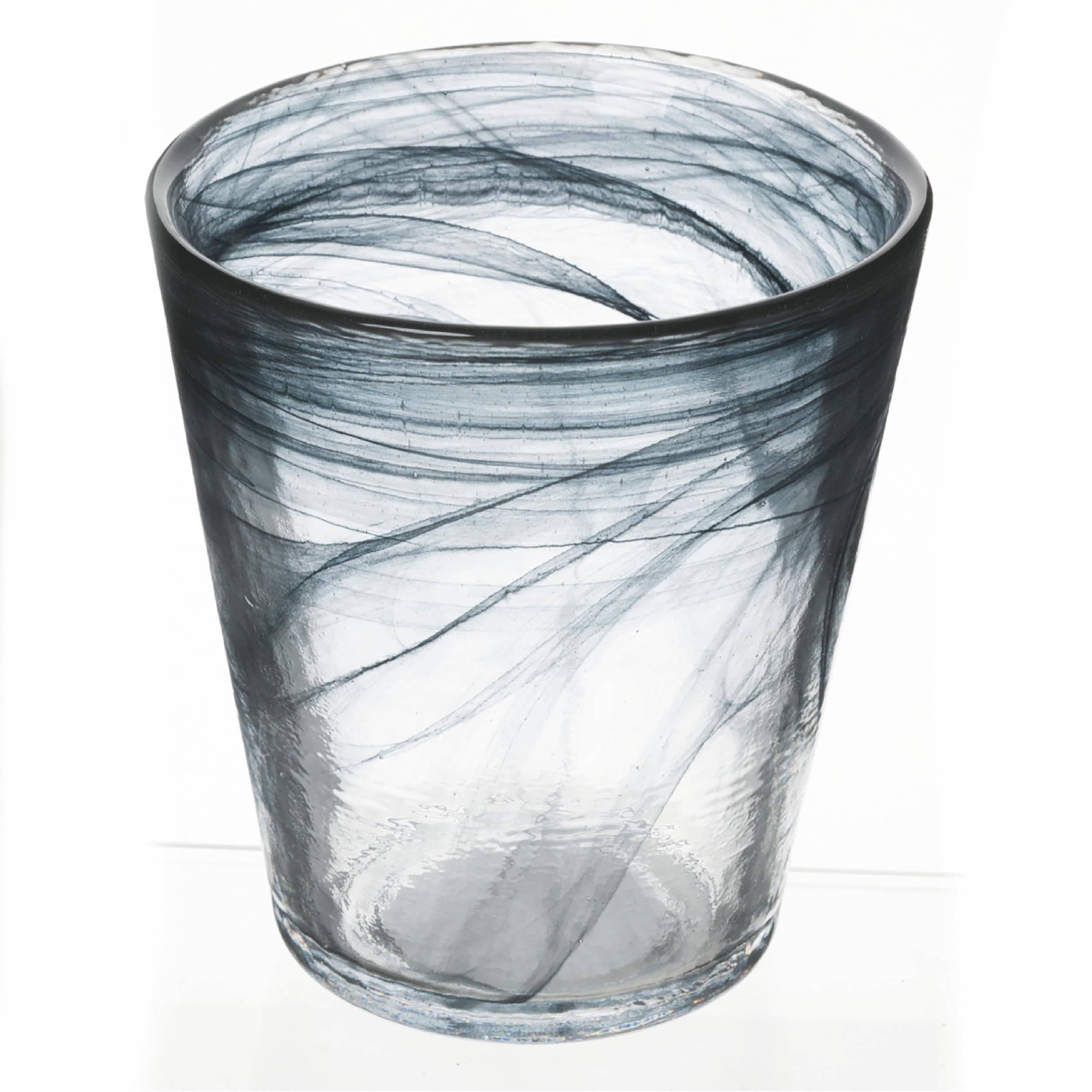 Set 6 Bicchiere acqua conico 250 ml in vetro, superficie sfumata, nero, Alabastro