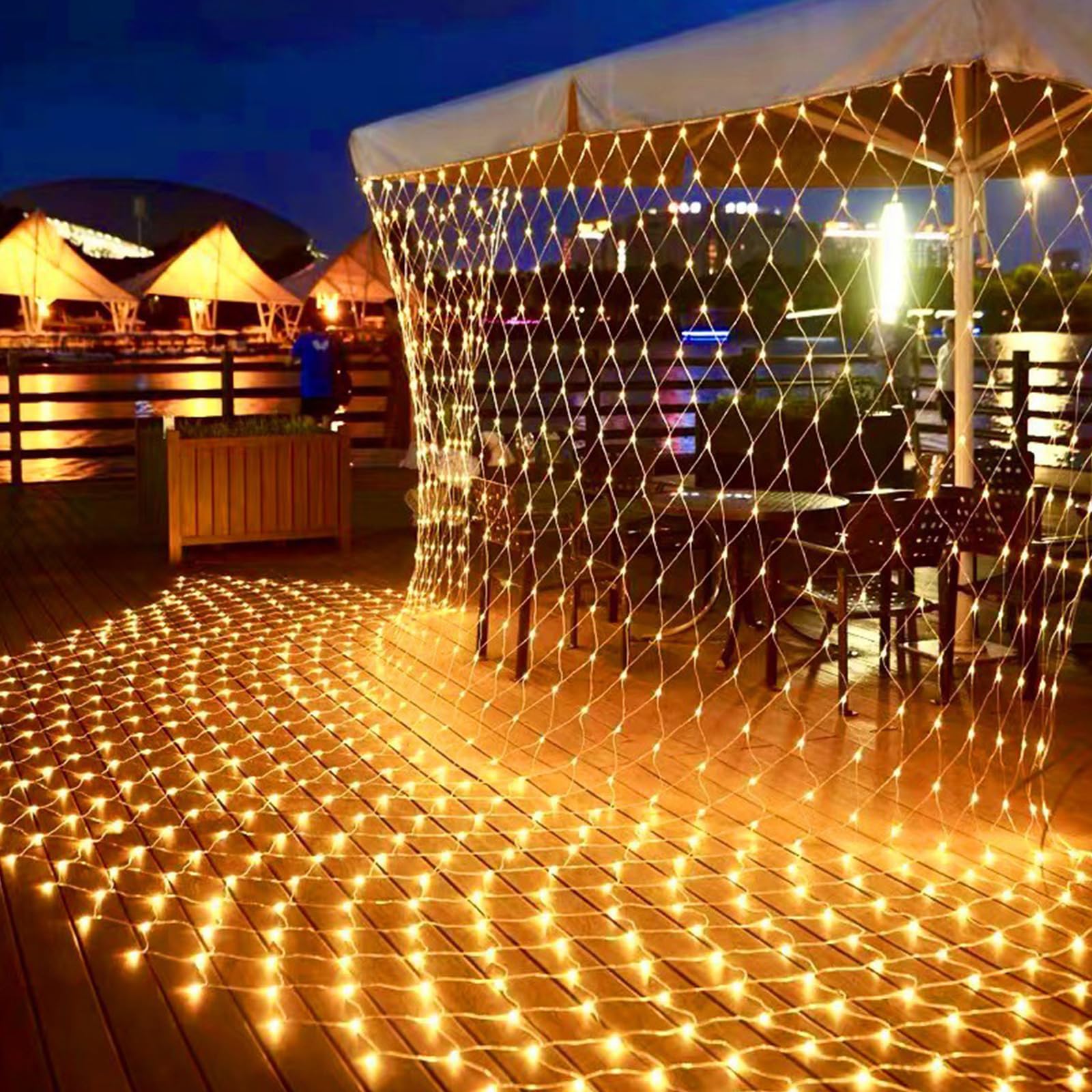 LEDs Zewnętrzna siatka świetlna, wodoodporna girlanda, 8 trybów świateł, lina wróżka, siatka oświetleniowa do ogrodu ogrodowego (8 x 10M 2600LED, niebieski)