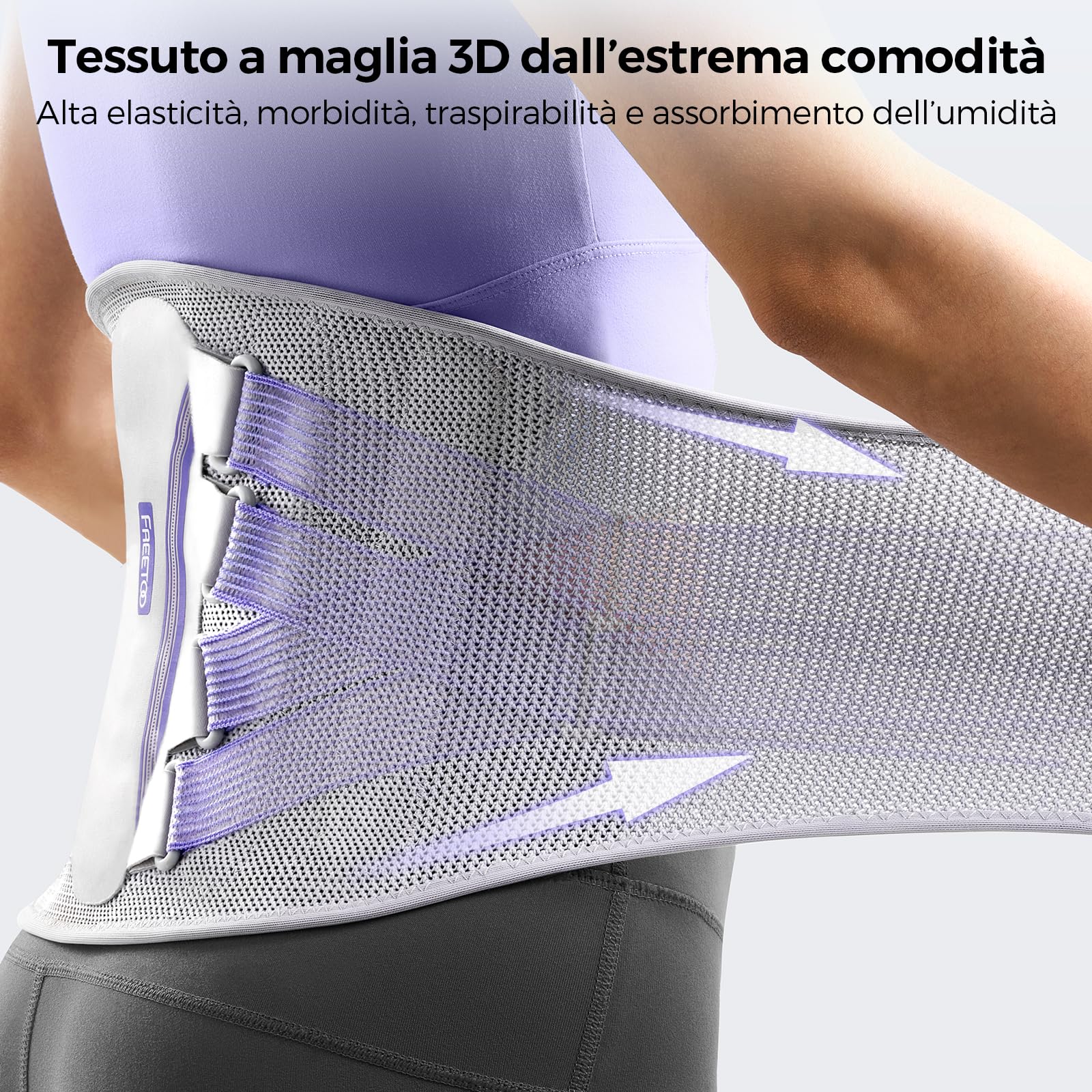 FREETOO Fascia Lombare Supporto Schiena Donna, Semirigido Busto Ortopedico Lombare con Stecche per Lavoro Sport, Traspirante Cintura Lombare per Mal di schiena, Dolore lombare, Sciatica, Lordosi