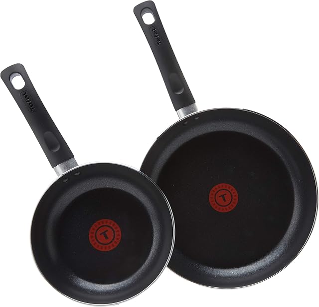 Tefal Aluminium Non-Stick 20cm & 28cm Frying Pan Twin Pack, Black