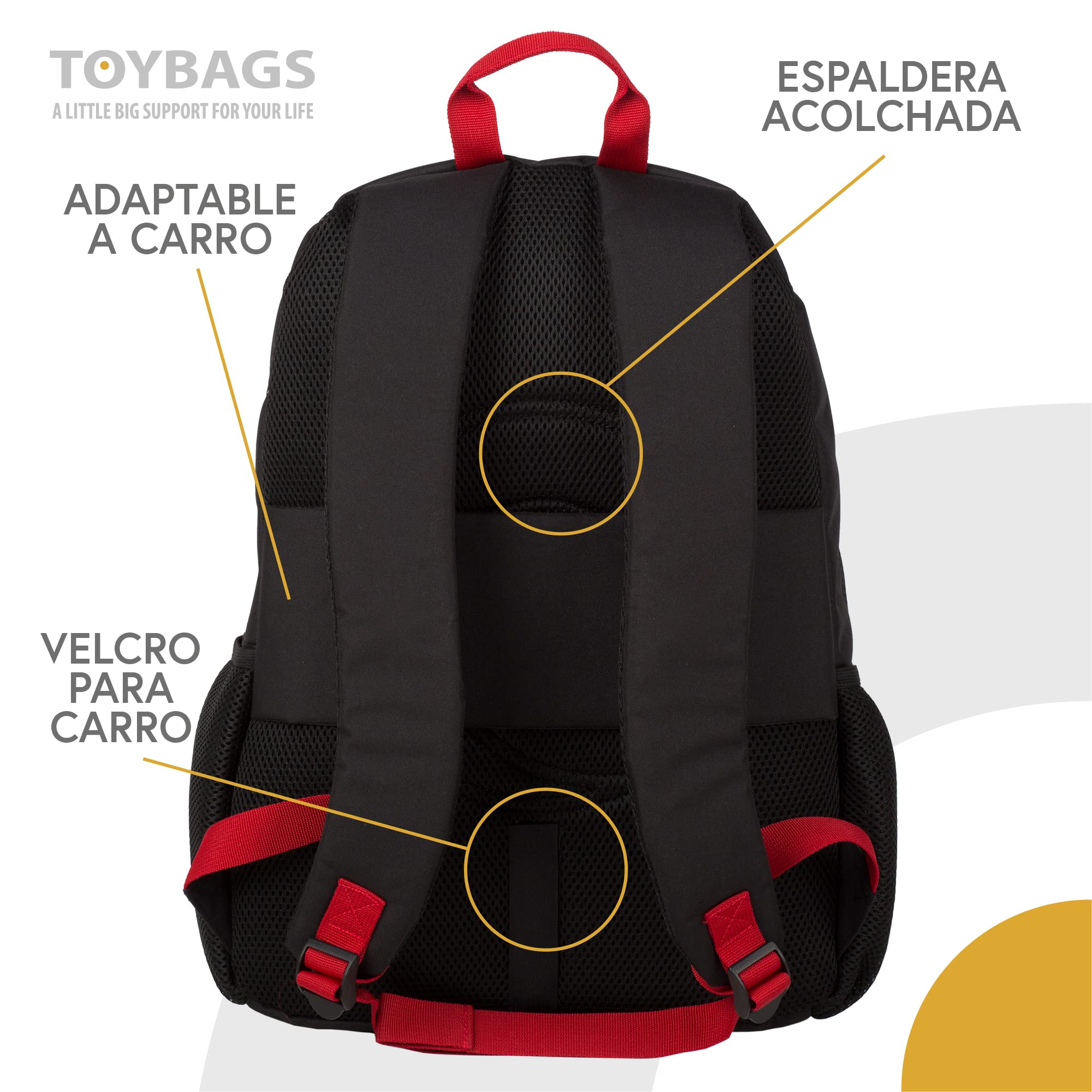 Sac à dos Naruto Cloud + chariot Toybags avec 4 roulettes - 2 poches principales et poche avant - poches latérales - compartiment pour ordinateur et intérieur doublé - 19x31x42 cm - Toybags