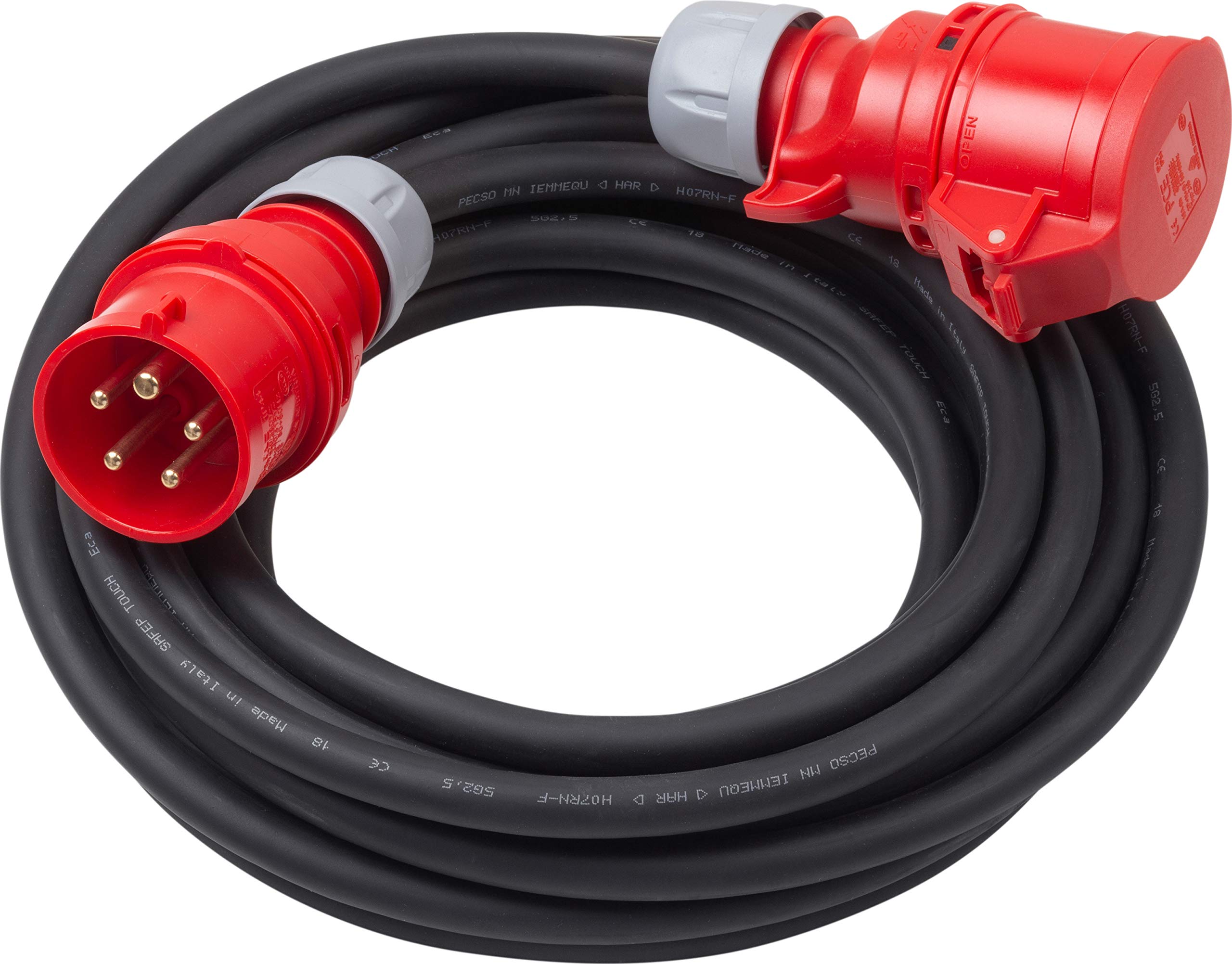 Meister CEE-Verlängerungskabel 10 m – 16 A / 400 V – Starkstrom – für außen (IP44) – H07RN-F5G 2,5 mm² Kabel | Starkstrom – für außen (IP44) – H07RN-F5G 2,5 mm² Kabel – für Kabelbefestigung – 10 m – 16 A – 400 V – 16 A / 400 V