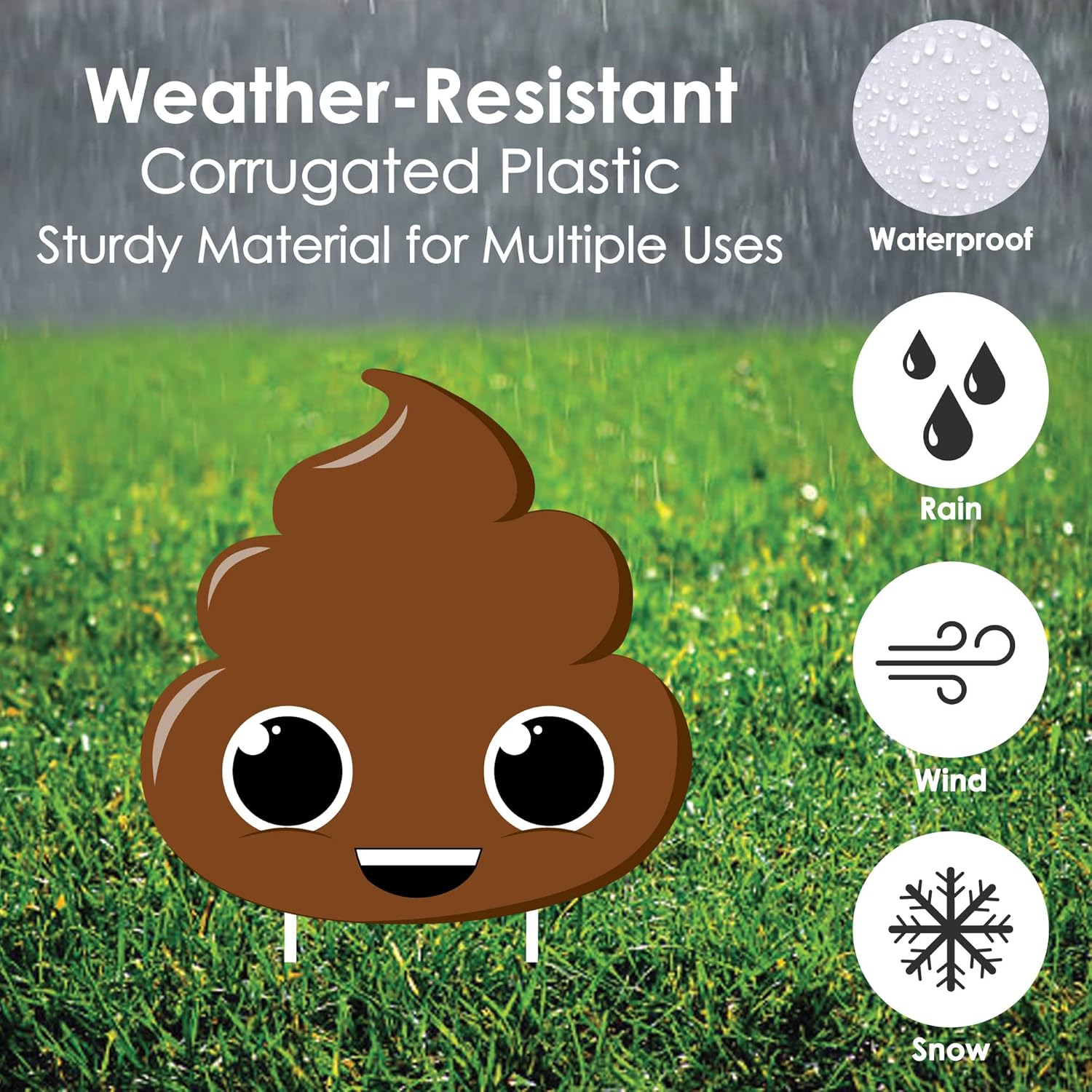 Big Dot of Happiness Party 'Til You're Pooped - Poop Lawn Decorations - Outdoor Poop Emoji Party Yard Decorations - 10 Piece