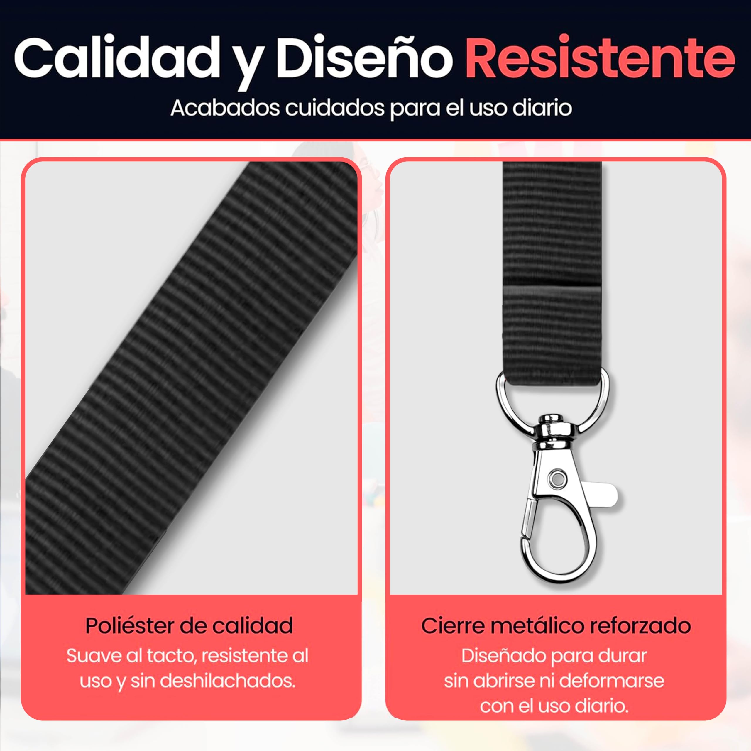 Pack Lanyards Colores Gancho Metálico - Lote Lanyard Colores Polyester 2cm Ancho y 46cm Largo para Cuello - Llaves - Tarjetas Identificativas - Pendrive