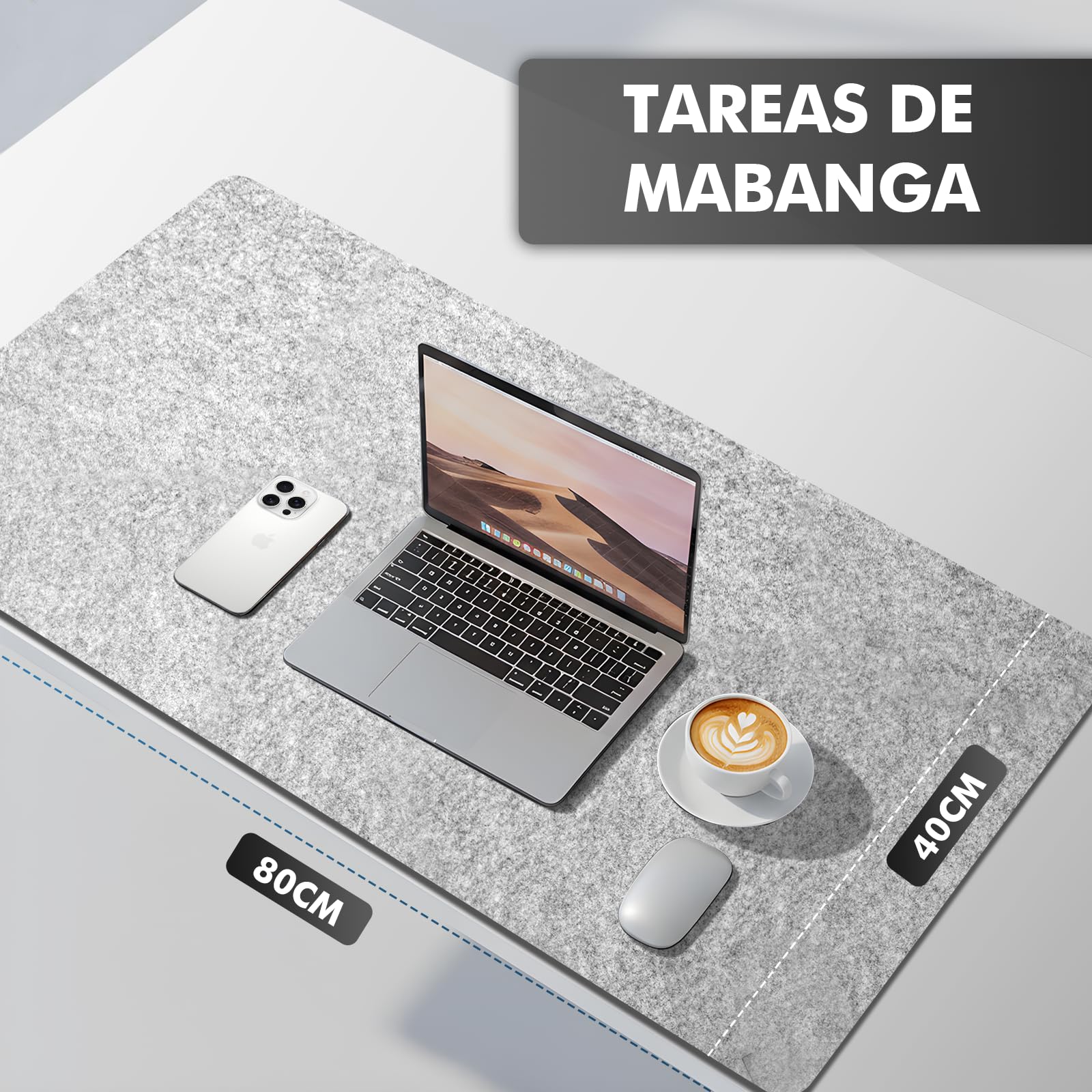 shinfly Alfombrilla de Escritorio de Fieltro,Alfombrilla ratón Grandes 80 x 40 cm,Mouse Pad Desk Mat XXL Antideslizante, Protector Escritorio Silencio para Oficina, Alfombrilla Teclado y Raton