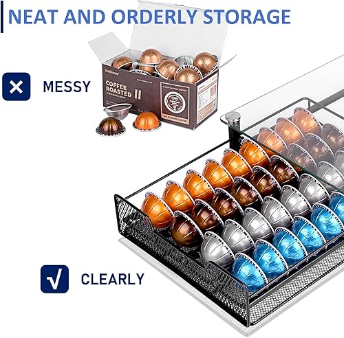 Miniatura 5 de Soporte para cápsulas de café con parte superior de vidrio templado, el soporte para cápsulas Nespresso Vertuo es compatible con cápsulas Nespresso