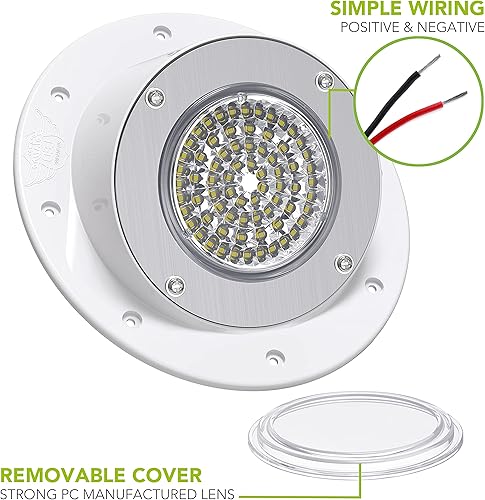 Miniatura 4 de Leisure LED Luz de utilidad para porche de montaje en superficie redonda para exteriores, color blanco de 12 V, 1100 lúmenes, iluminación de