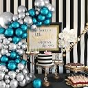 Flyloons 50 pcs Blue Silver Metallic Chrome Balloons for Birthday Decoration items celebration Anniversary Girls Boys Men Women gallery image