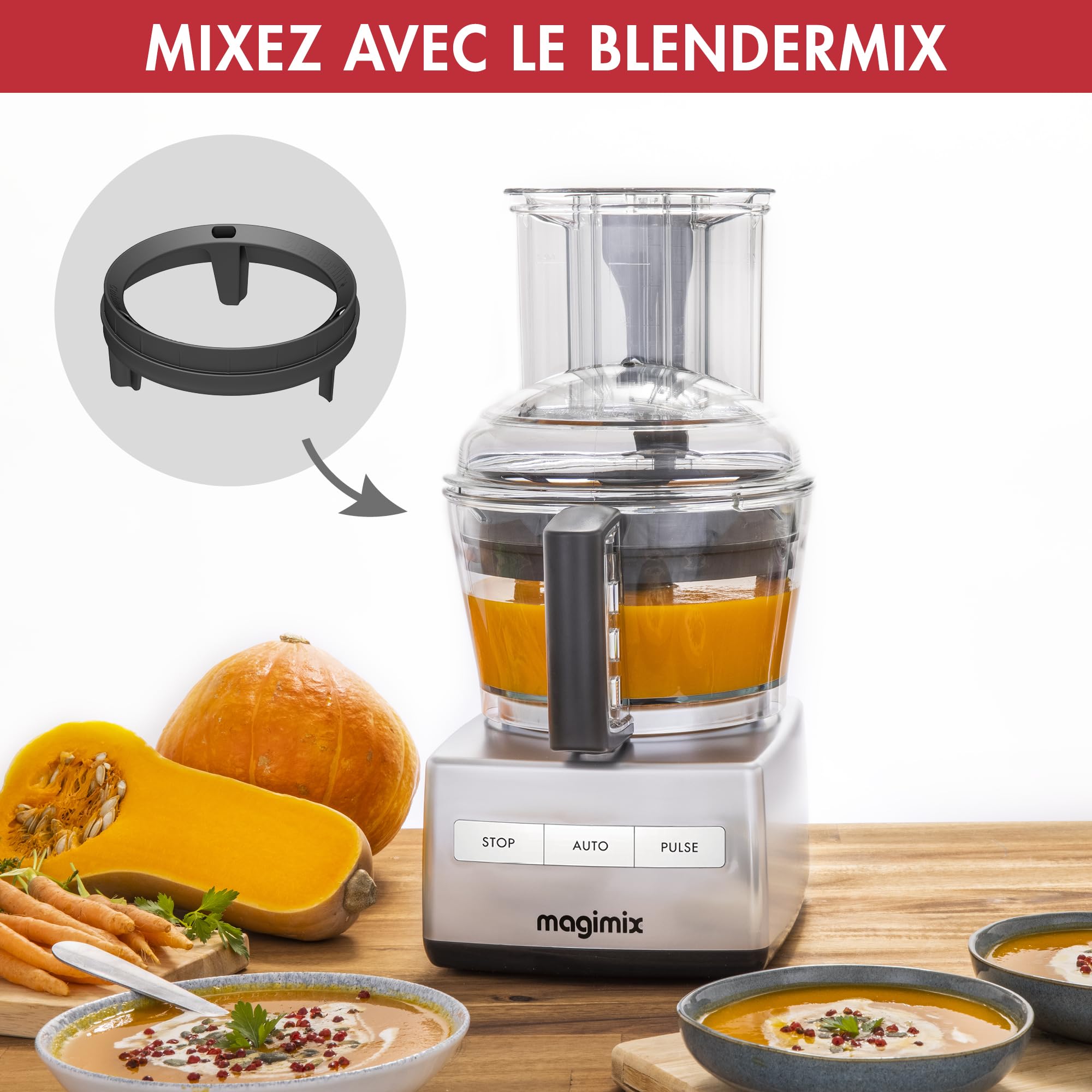 Magimix Robot de Cuisine Multifonction CS 5200 XL - Hachoir, Blender, Presse Agrumes - Bol 3,6L - Fabriqué EN FRANCE - Chrome brillant