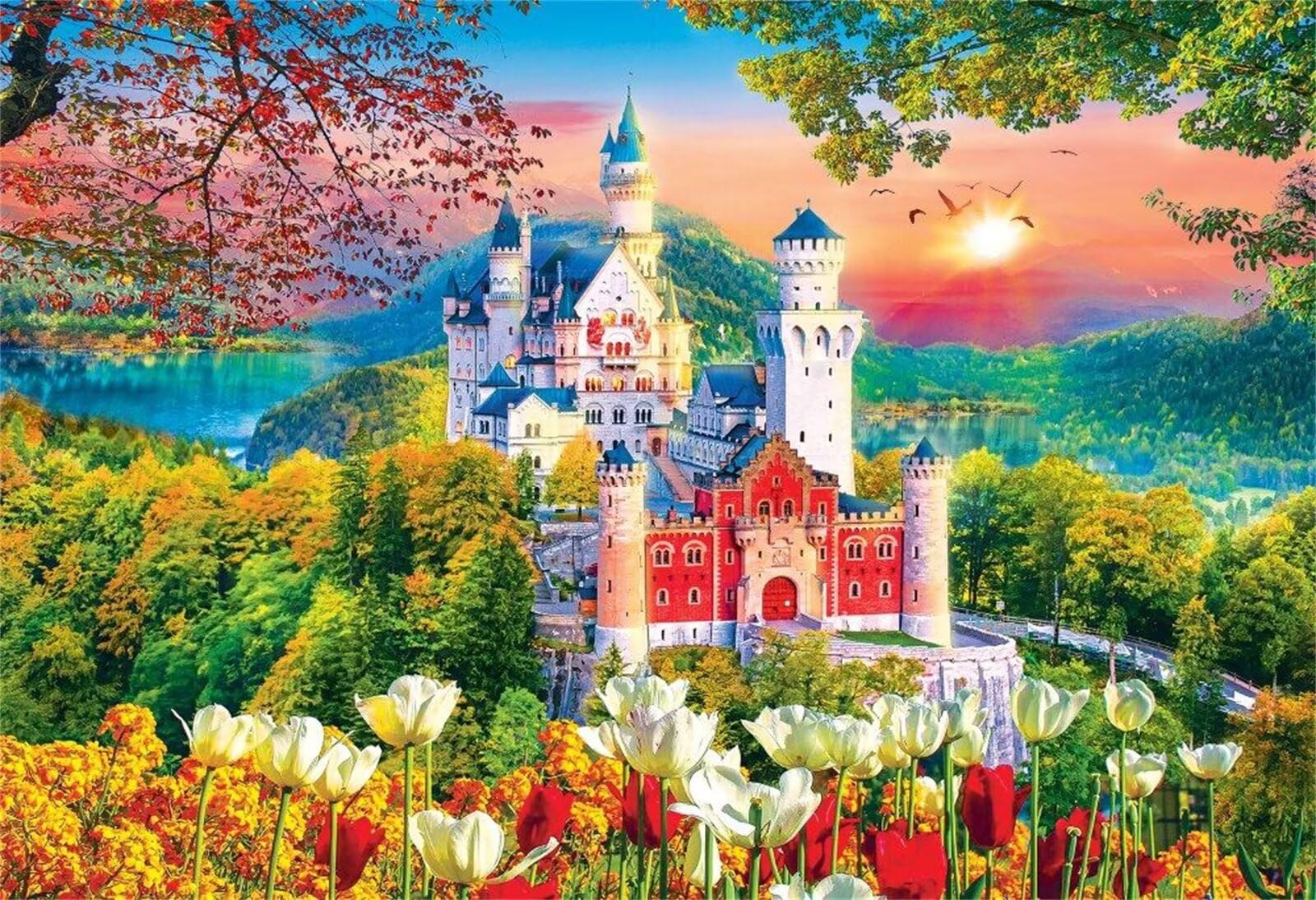Puzzle 1500 elementów, krajobraz zamku puzzle dla dorosłych, puzzle sztuka dla dorosłych, relaks i inteligencja gry, puzzle do gry rodzinnej prezent
