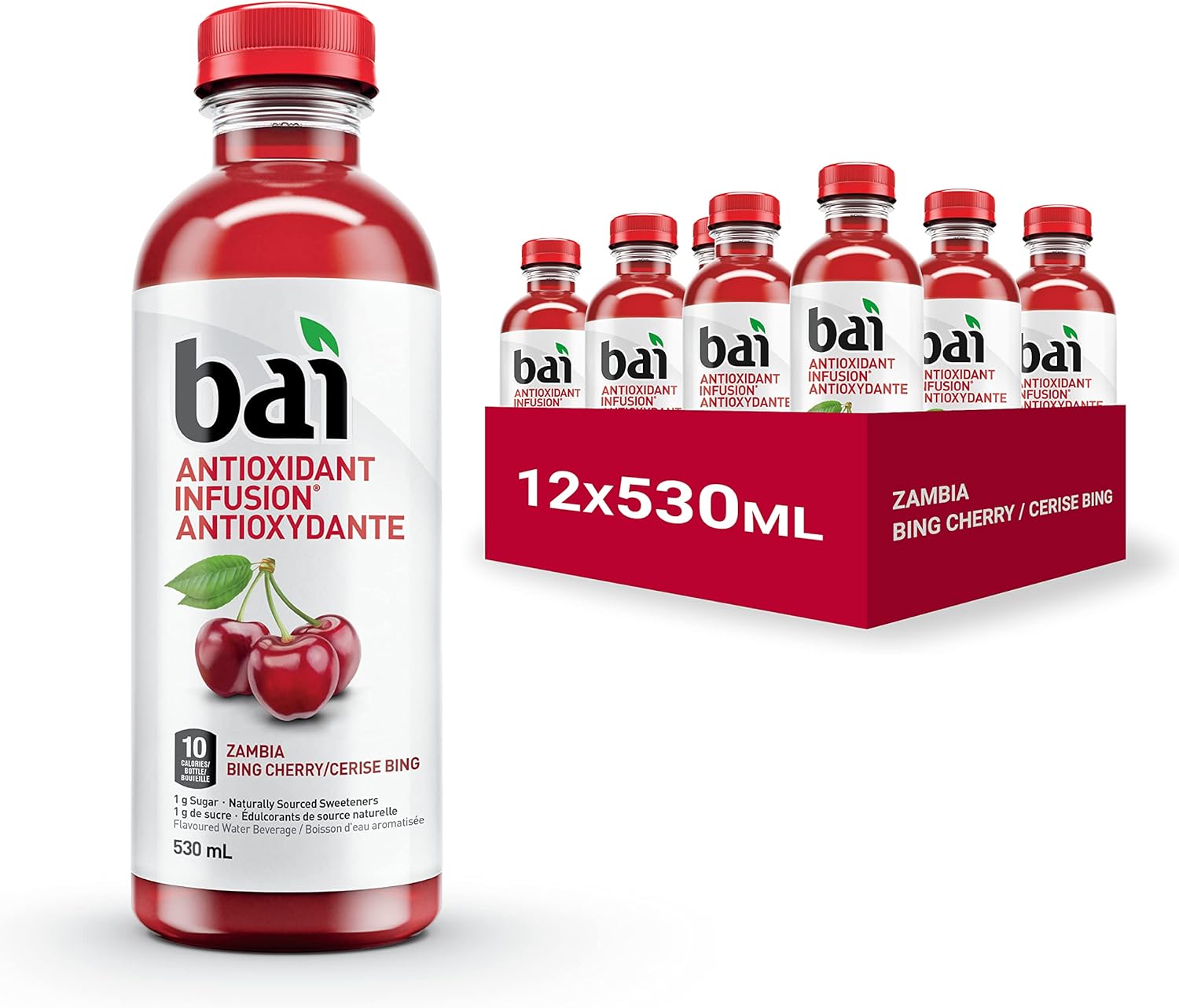 Bai Antioxidant Infusion Flavoured Water Beverage, Zambia Bing Cherry, 530 mL, 12Count Amazon