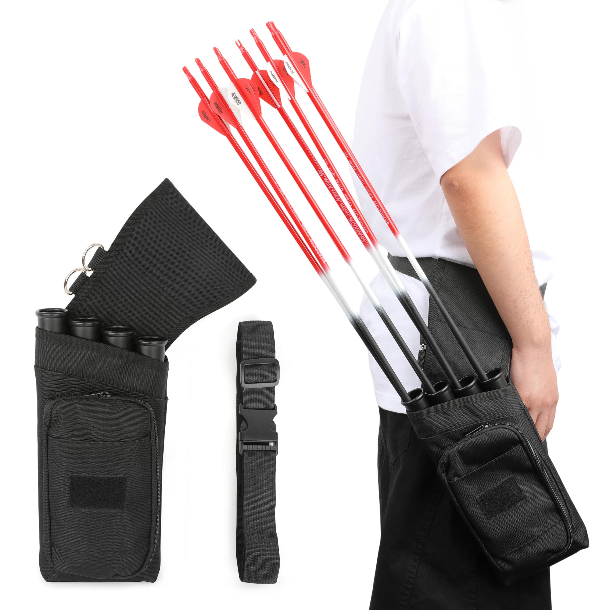 SHARROW Tiro con l'arco Hip Freccia Faretra Vita Posteriore Faretra Frecce LH/DX Borsa Titolare Faretra Laterale per Arco Ricurvo Tradizionale Longbow Caccia all'aperto