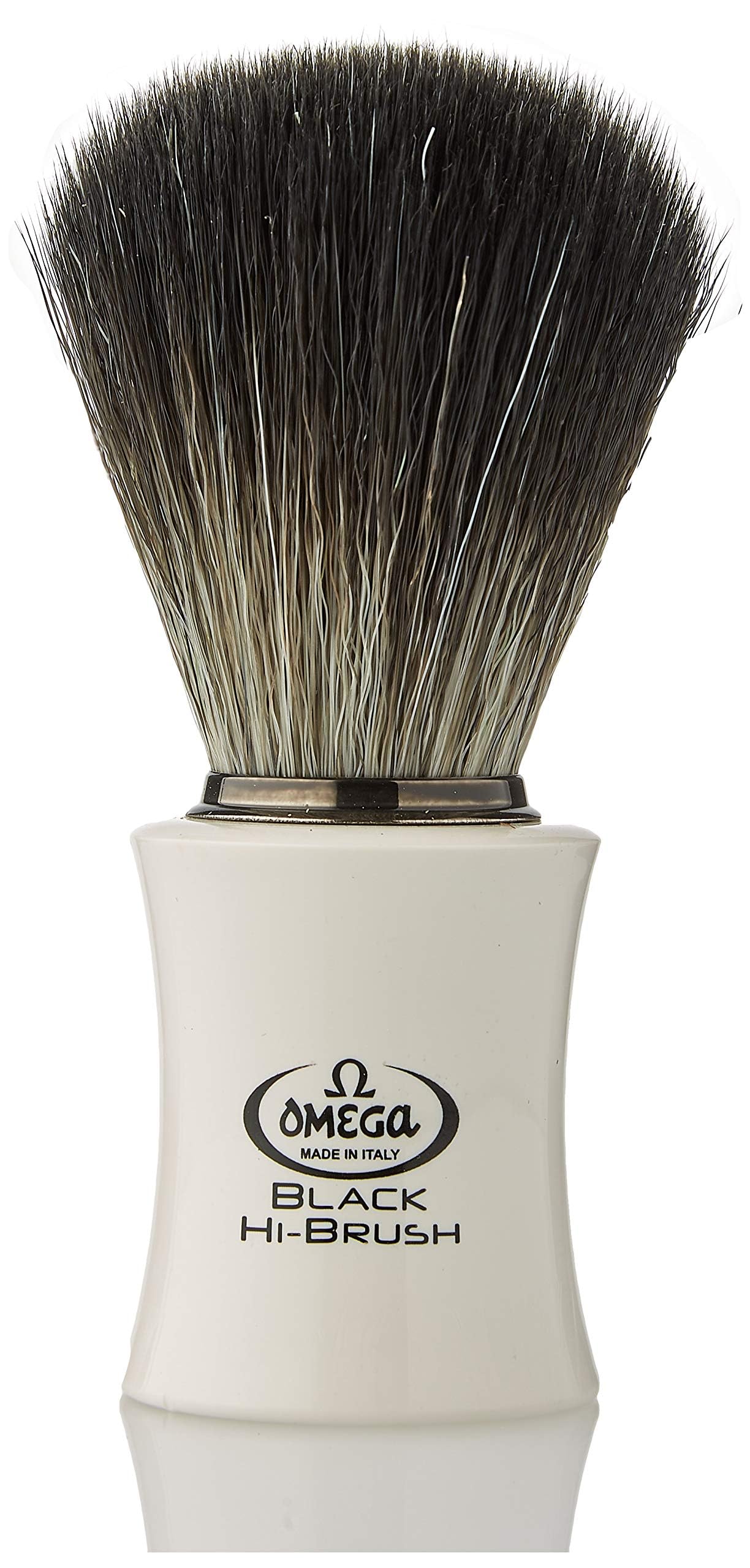 Omega 0196819 - Pincel de afeitar de fibra "Black Hi-Brush", fabricado en Italia