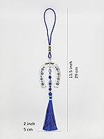Vista 2 de LUCKBOOSTIUM Colgante de herradura de ojo turco con borlas azules, llavero y protección de buena suerte, adorno colgante de auto de mal de ojo