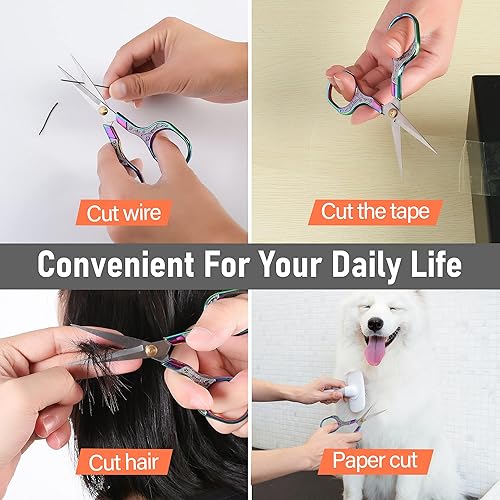 Miniatura 2 de Tijeras artesanales de alta calidad con cuchillas extra afiladas de 5 pulgadas, ideales para coser, punto de cruz, con cubierta protectora..