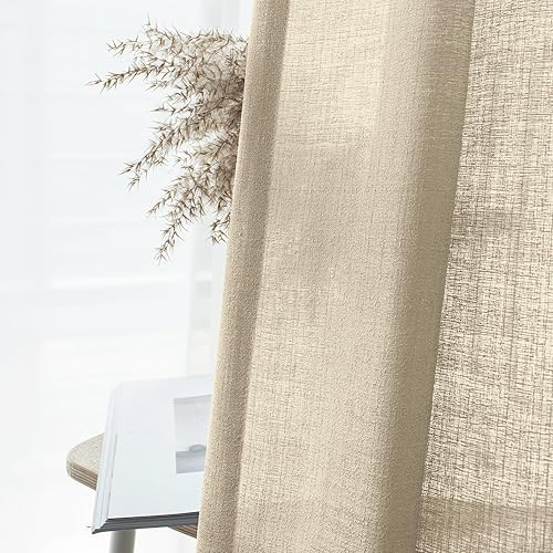 Miniatura 8 de Melodieux Cortinas semitraslúcidas de 108 pulgadas de largo para sala de estar o dormitorio, cortinas traslúcidas extralargas con bolsillo para